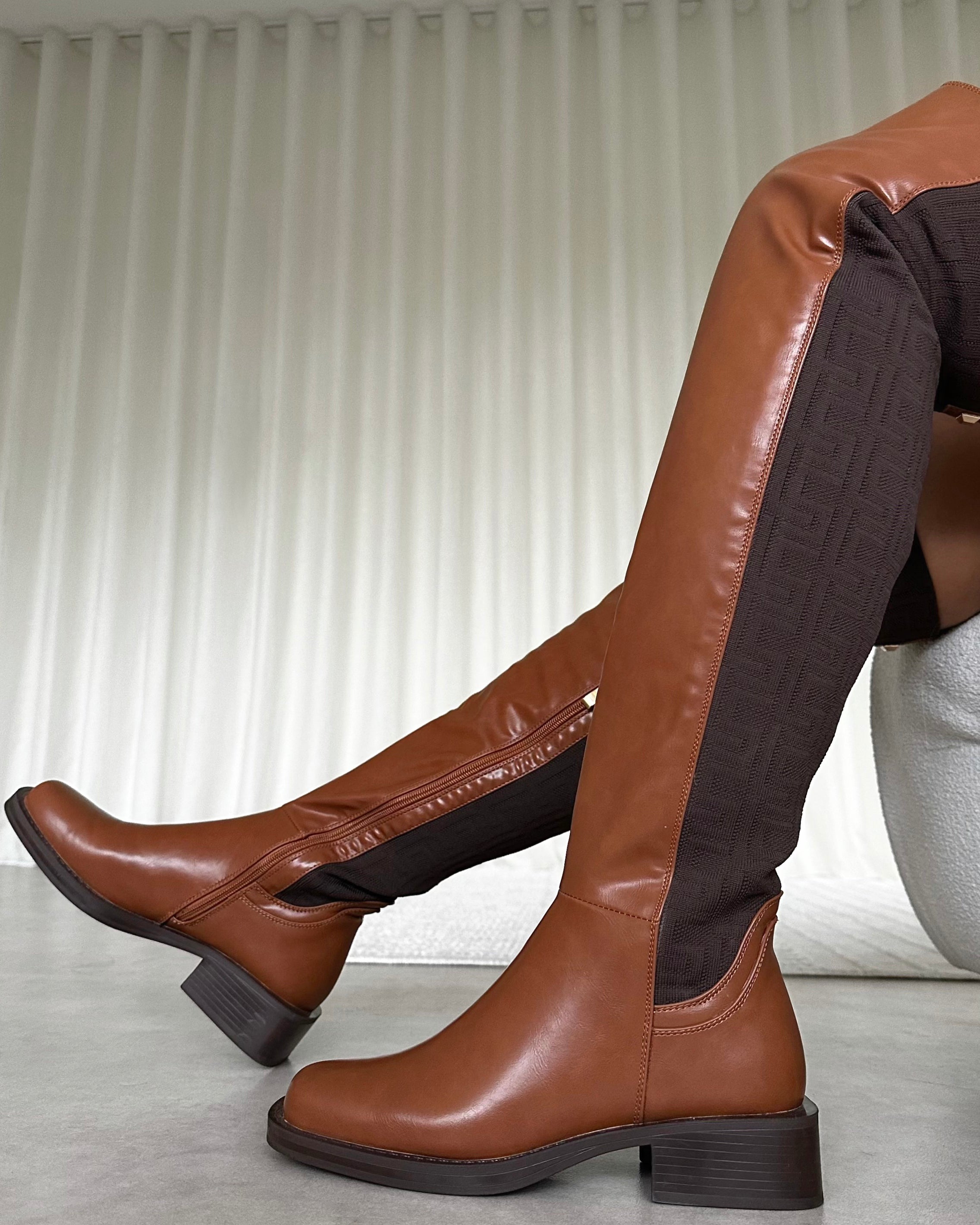 Darell Tan Flat Over The Knee Boots