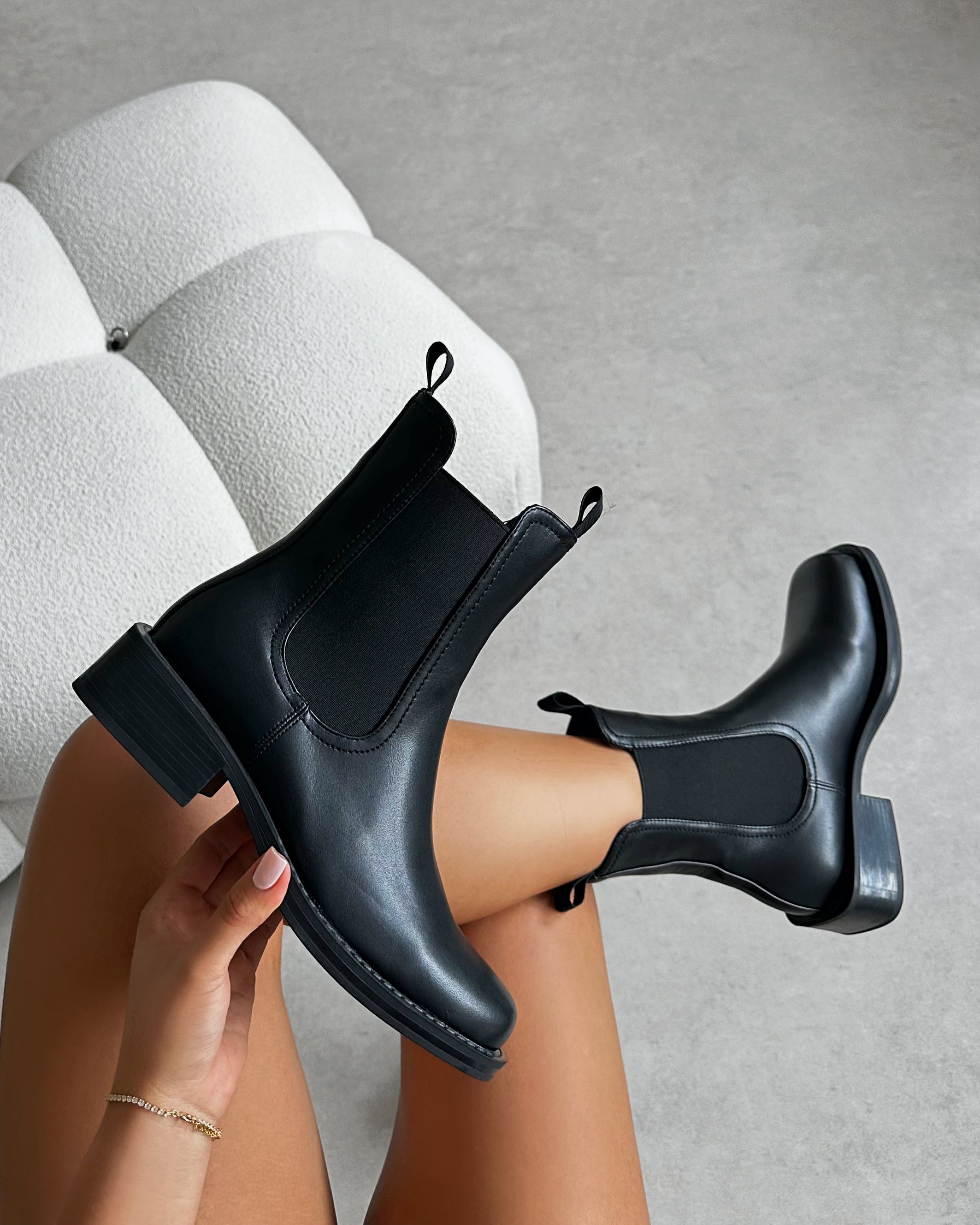 Walter Black Flat Ankle Boots
