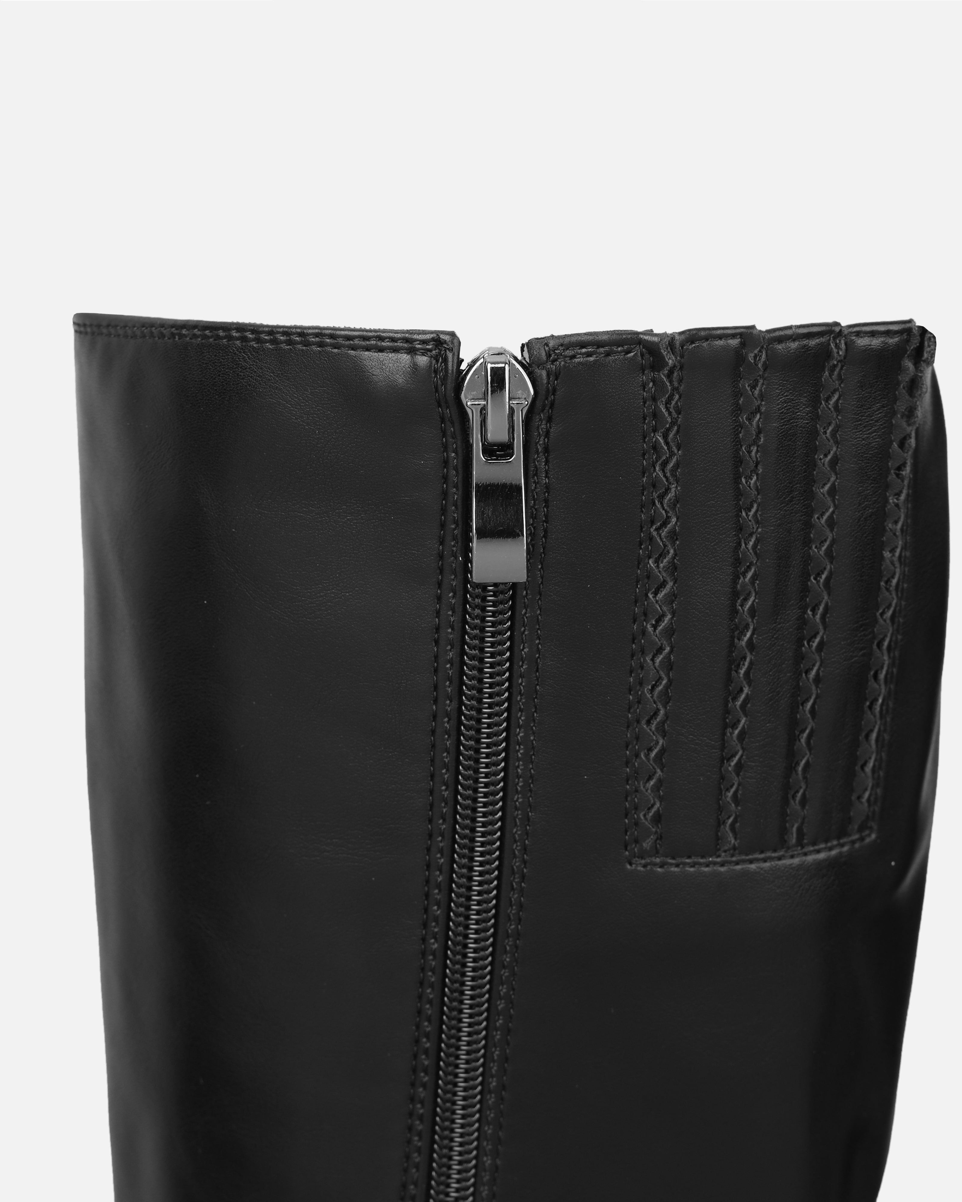 Collins Black Harness Knee High Biker Boots