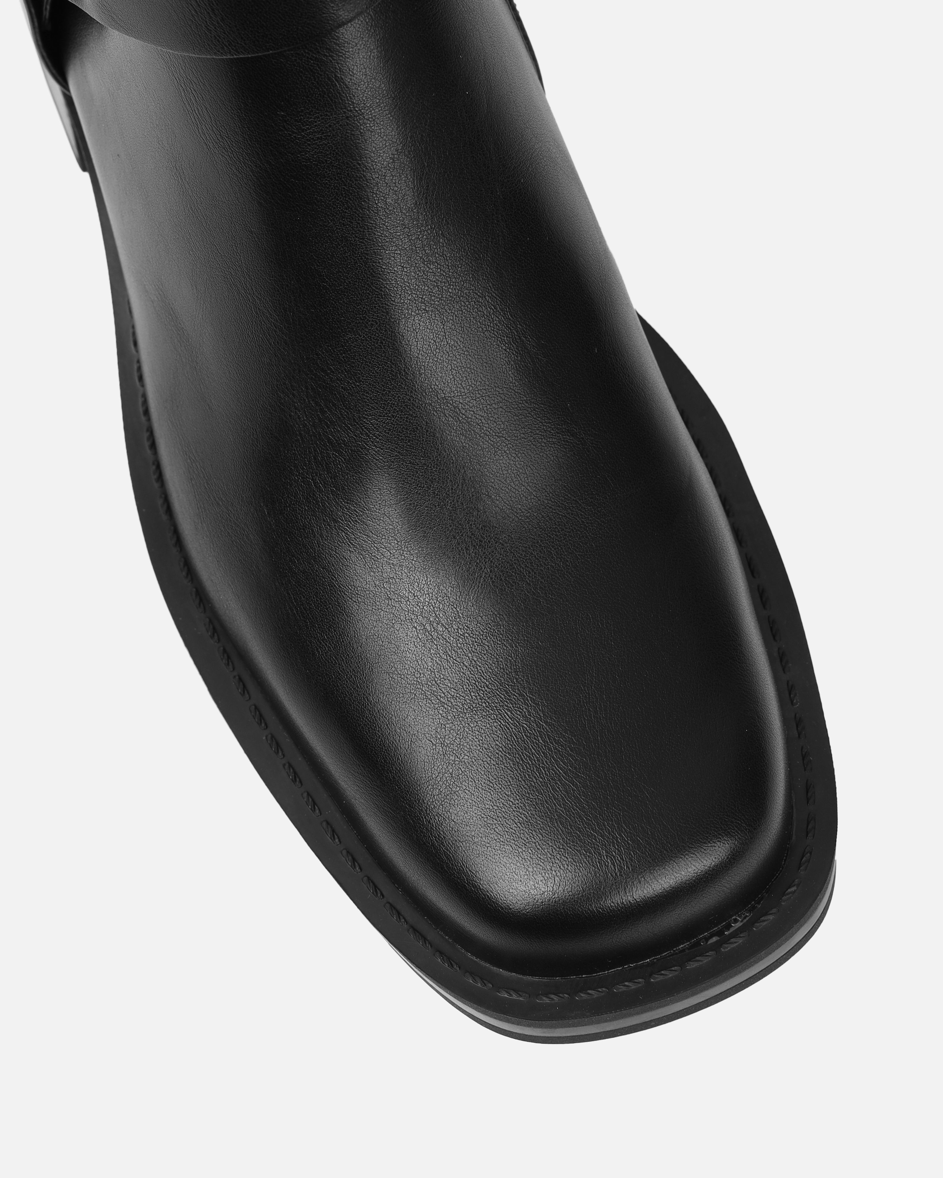 Collins Black Harness Knee High Biker Boots