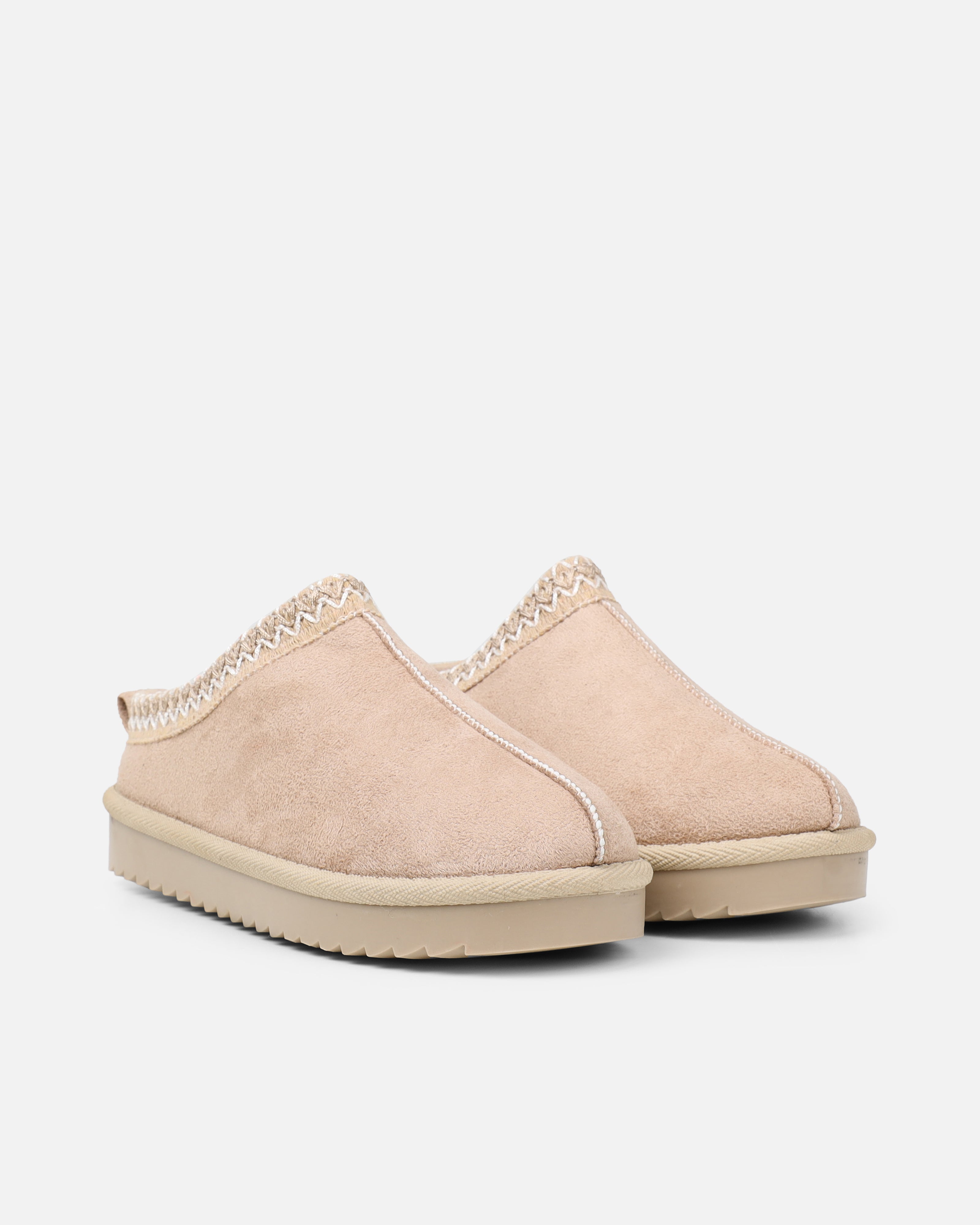 Cece Beige Faux Suede Slippers