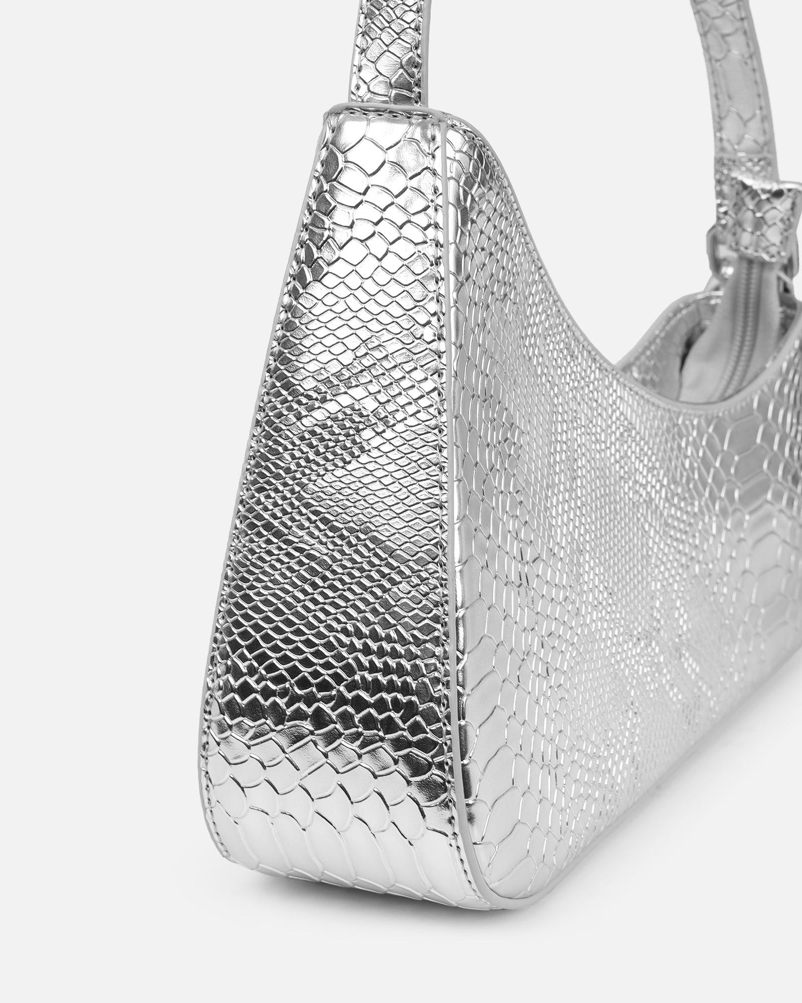 Cinzia Silver Snake Effect Shoulder Bag