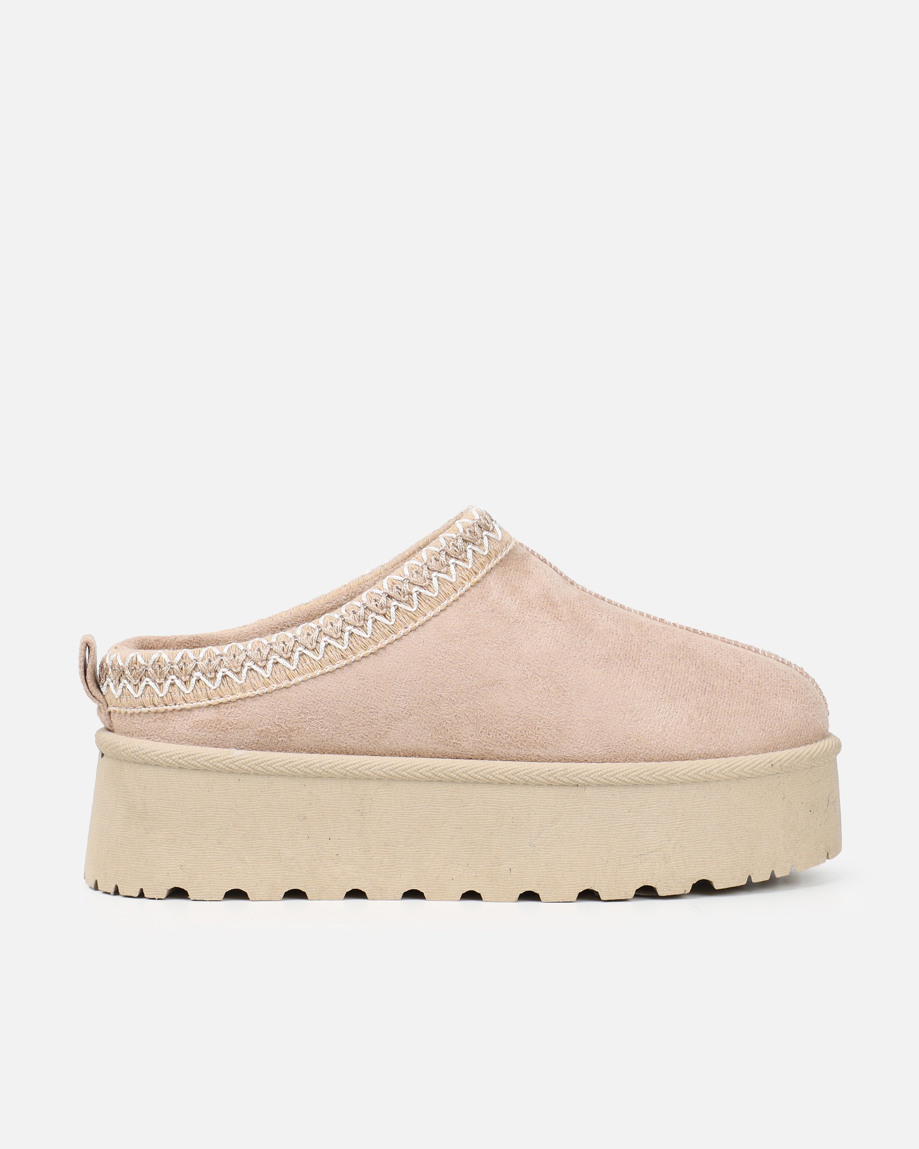 Coko Beige Faux Suede Flatform