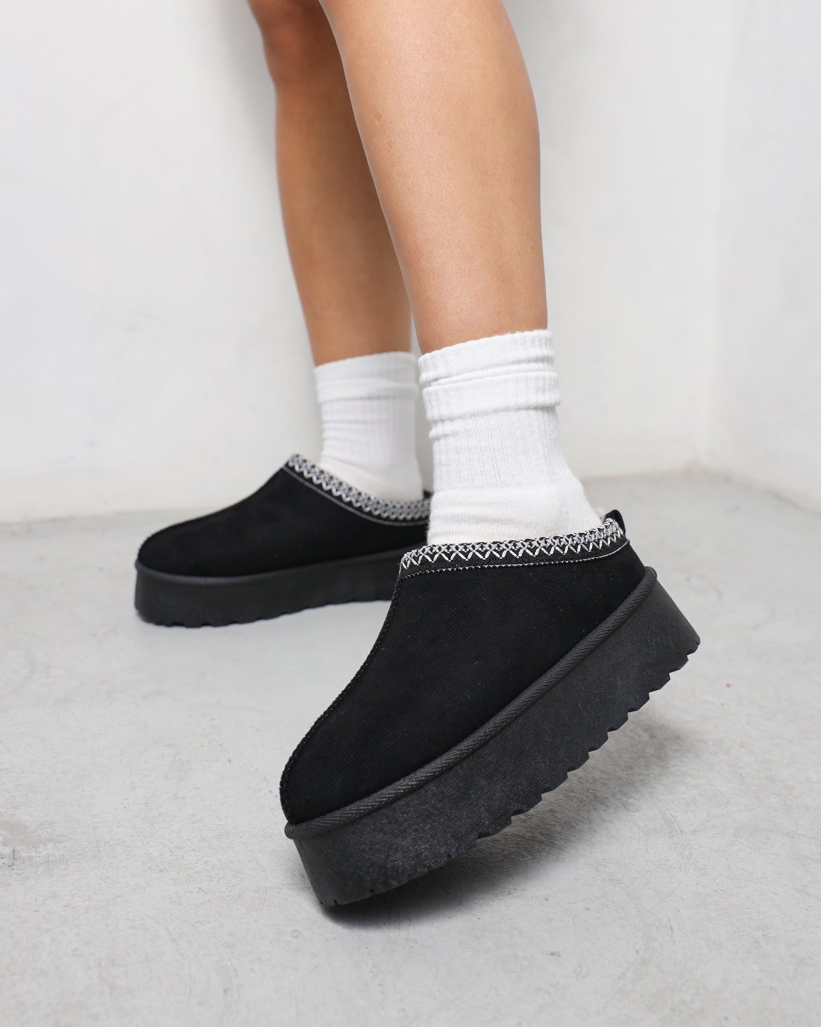 Coko Black Faux Suede Flatform