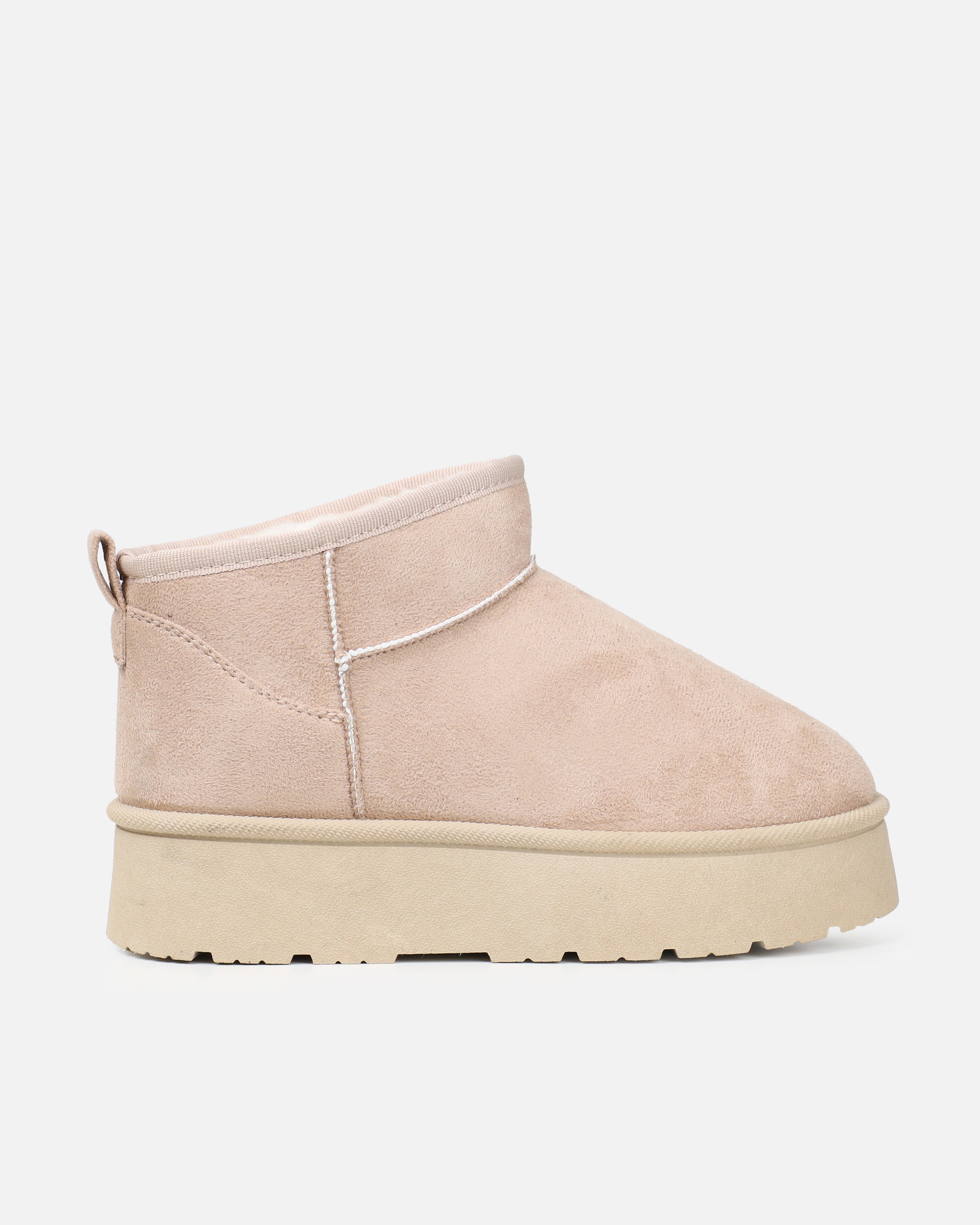 Cori Beige Faux Suede Flatform Boots