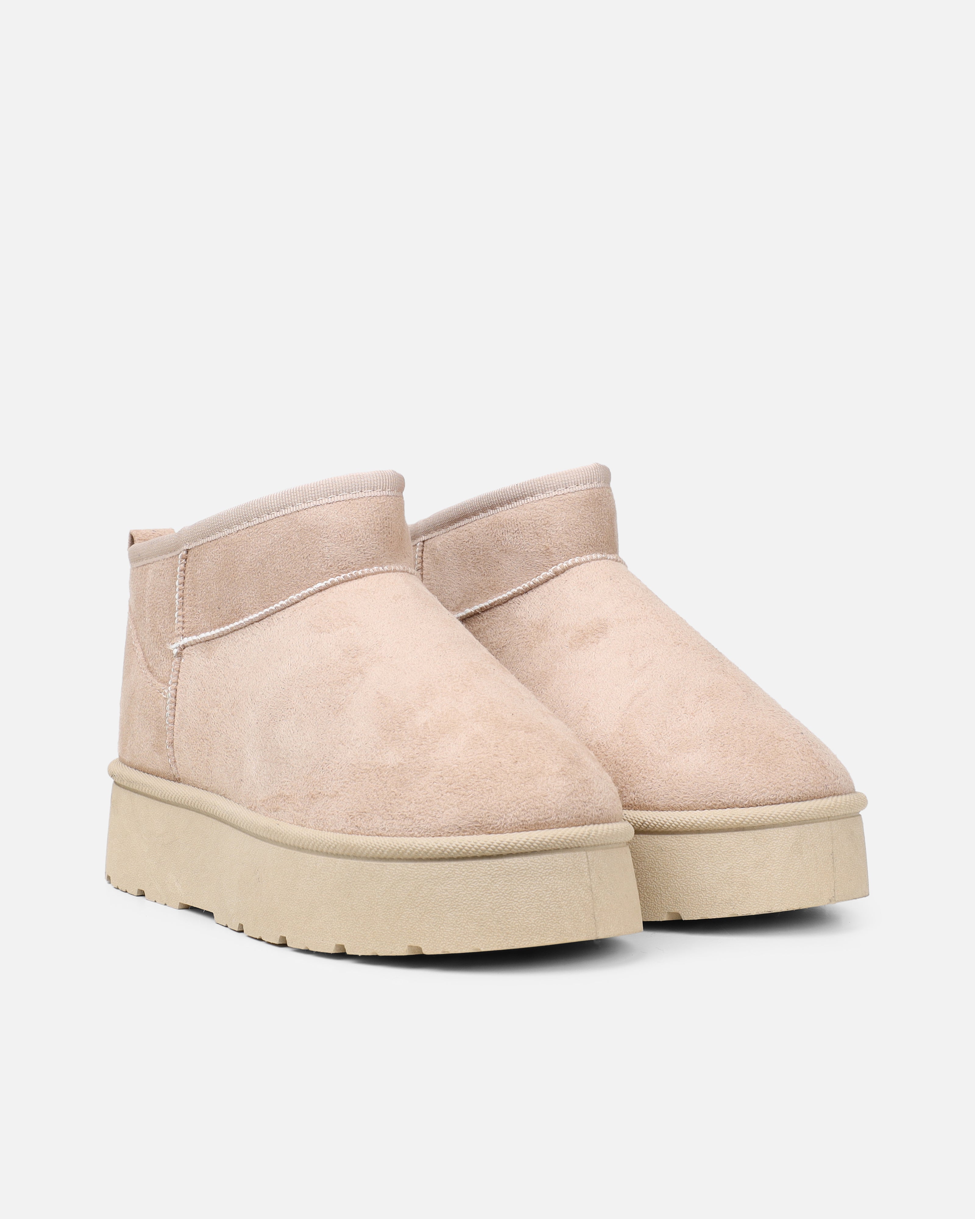 Cori Beige Faux Suede Flatform Boots