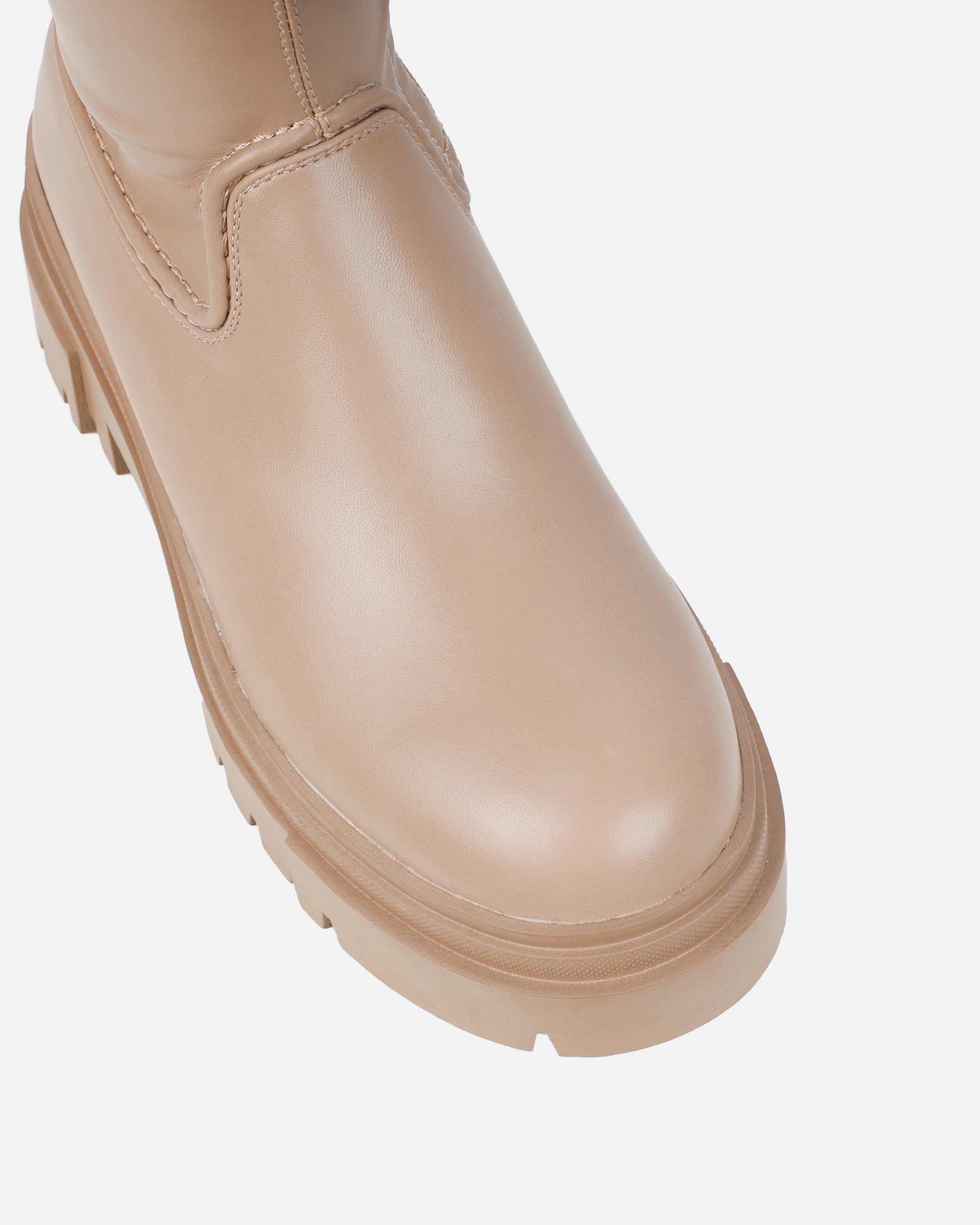 Wezley Dark Nude Flat Over The Knee Thigh High Boots