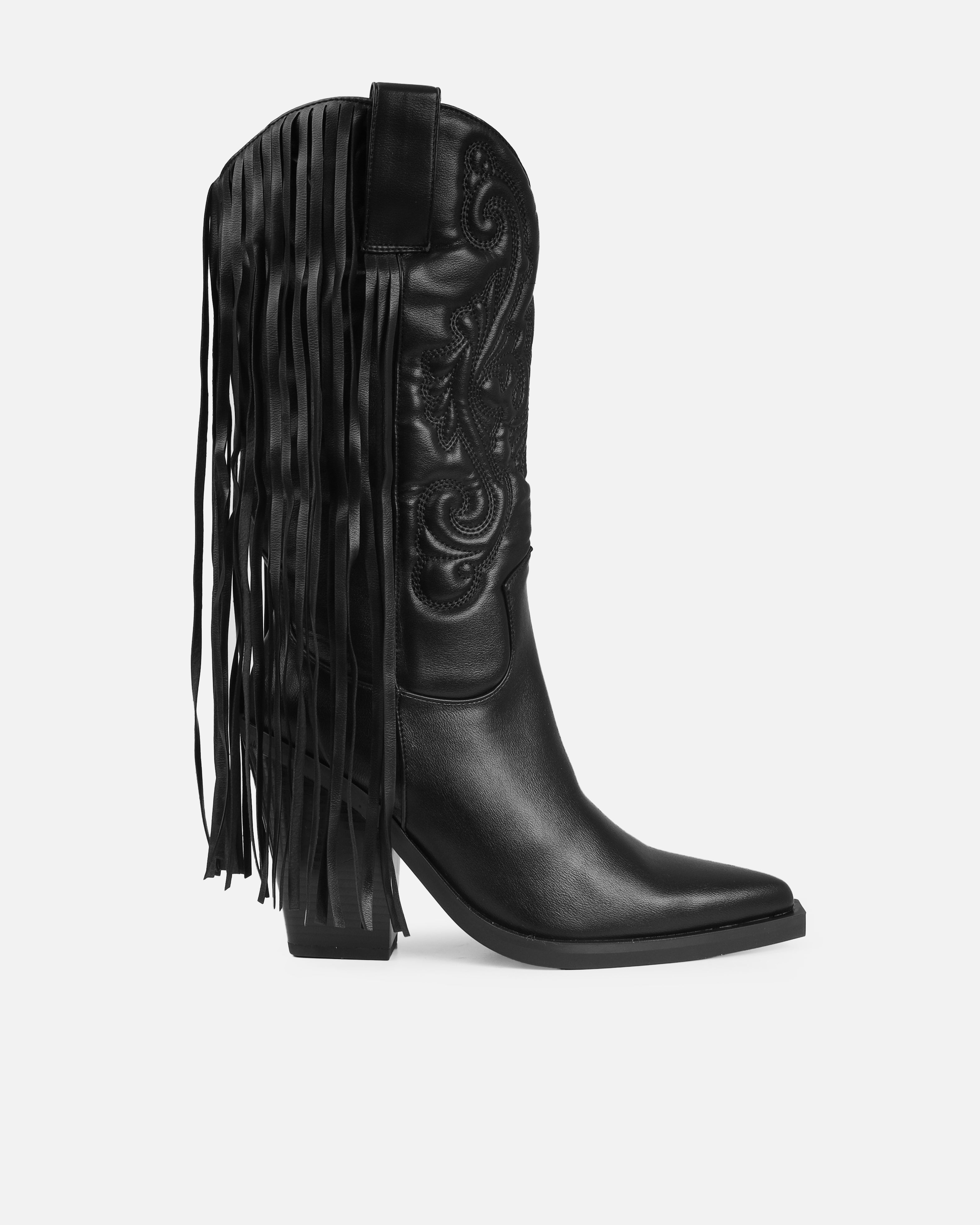 Tasha Ghouri Andrew Black Tassle Calf Western Boots