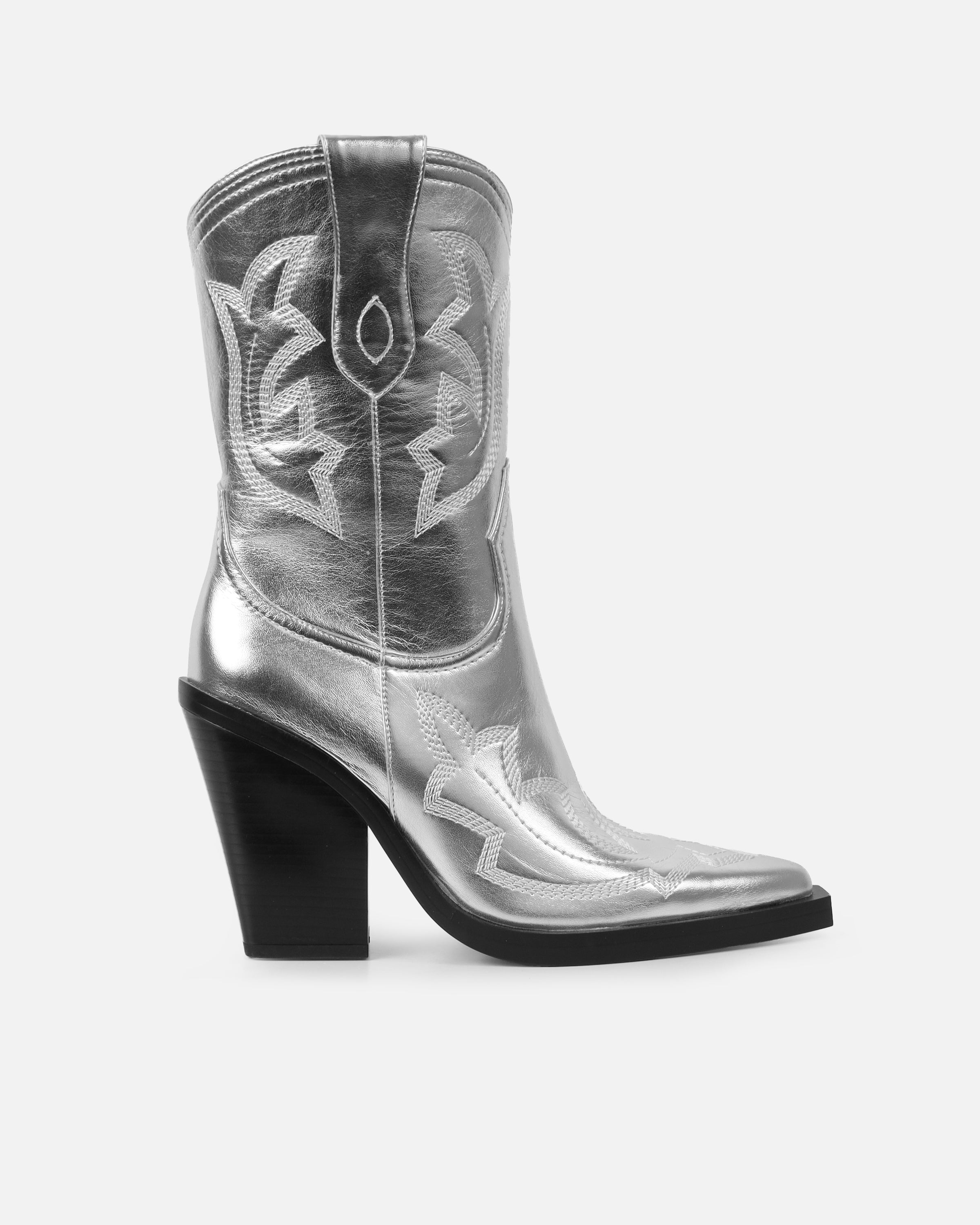 Everest Silver Metallic Calf Western Boots