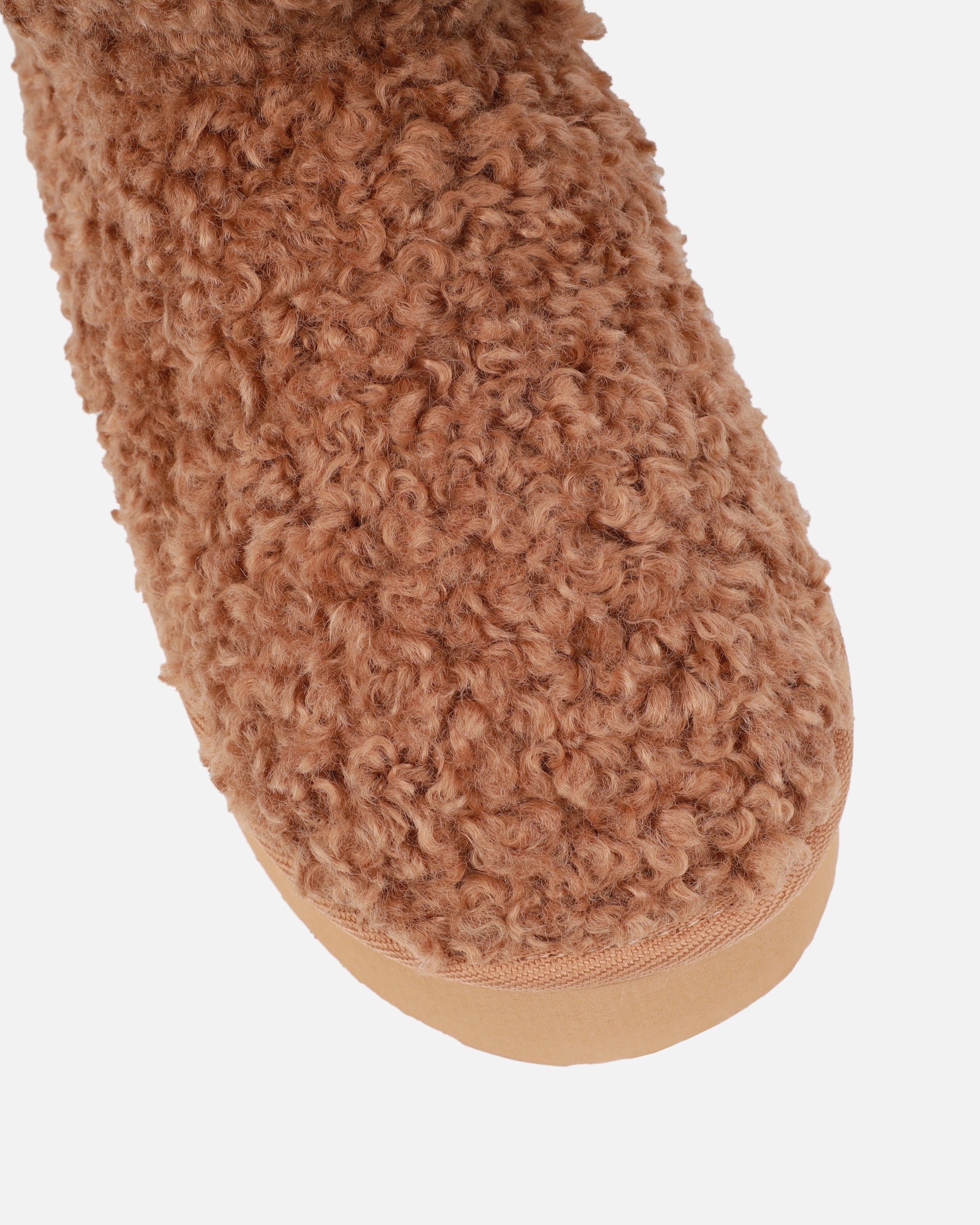 Fleecy Chestnut Tan Borg Flatform Boots