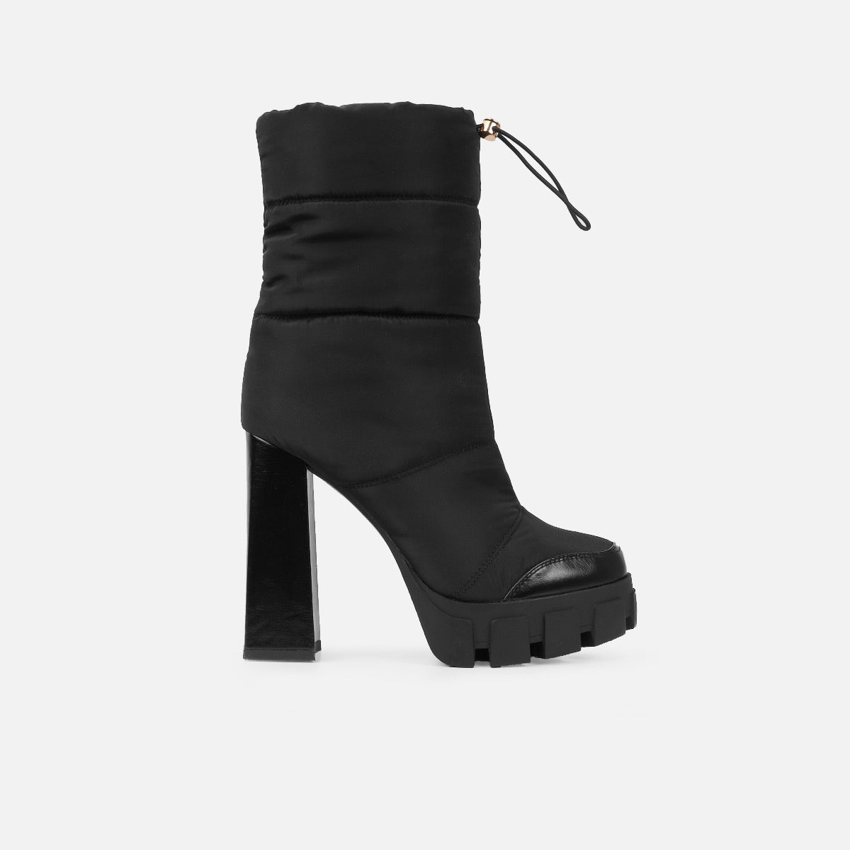 Frost Black Padded Block Heel Boots