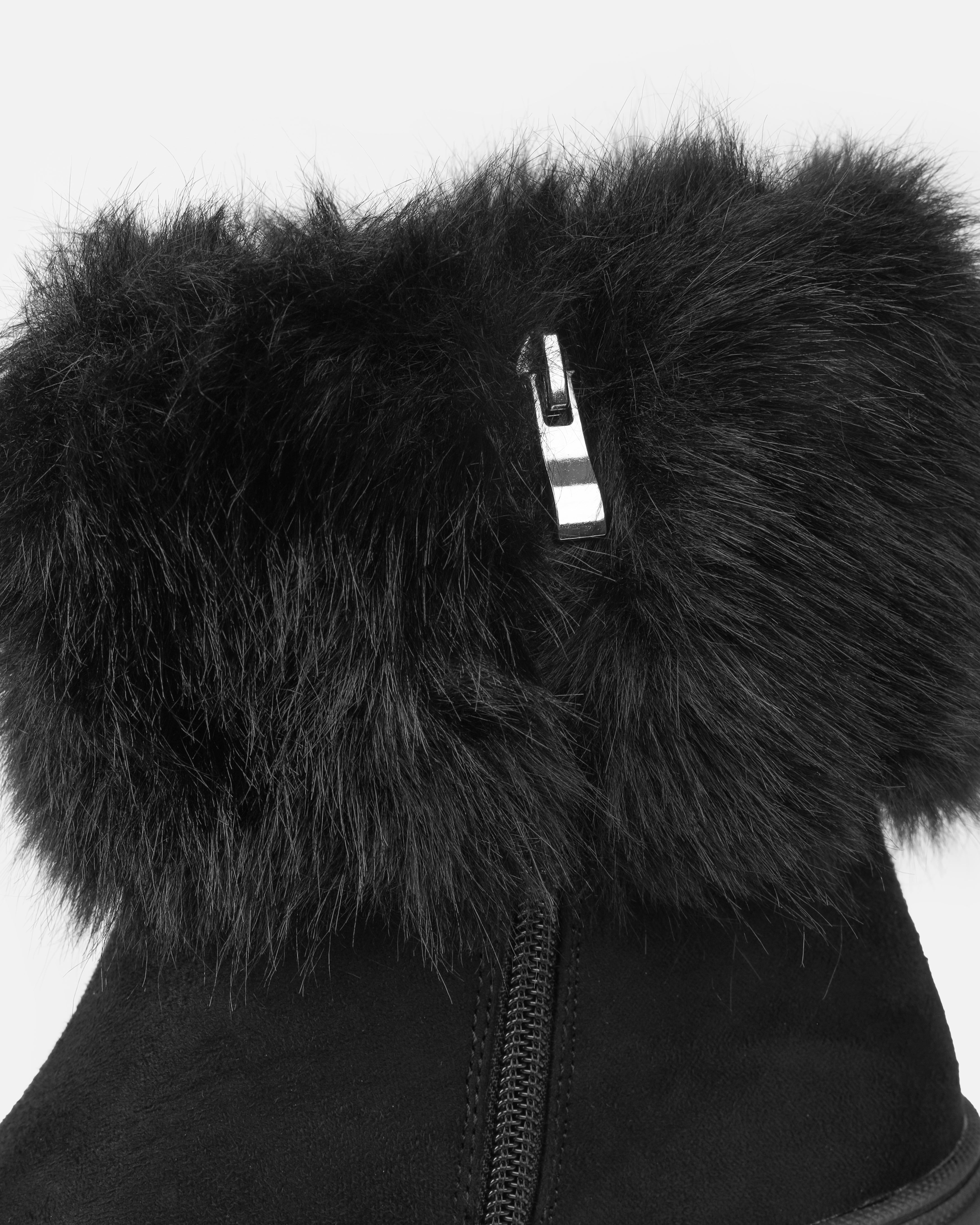 Finlay Black Faux Suede Fur Trimmed Ankle Boots