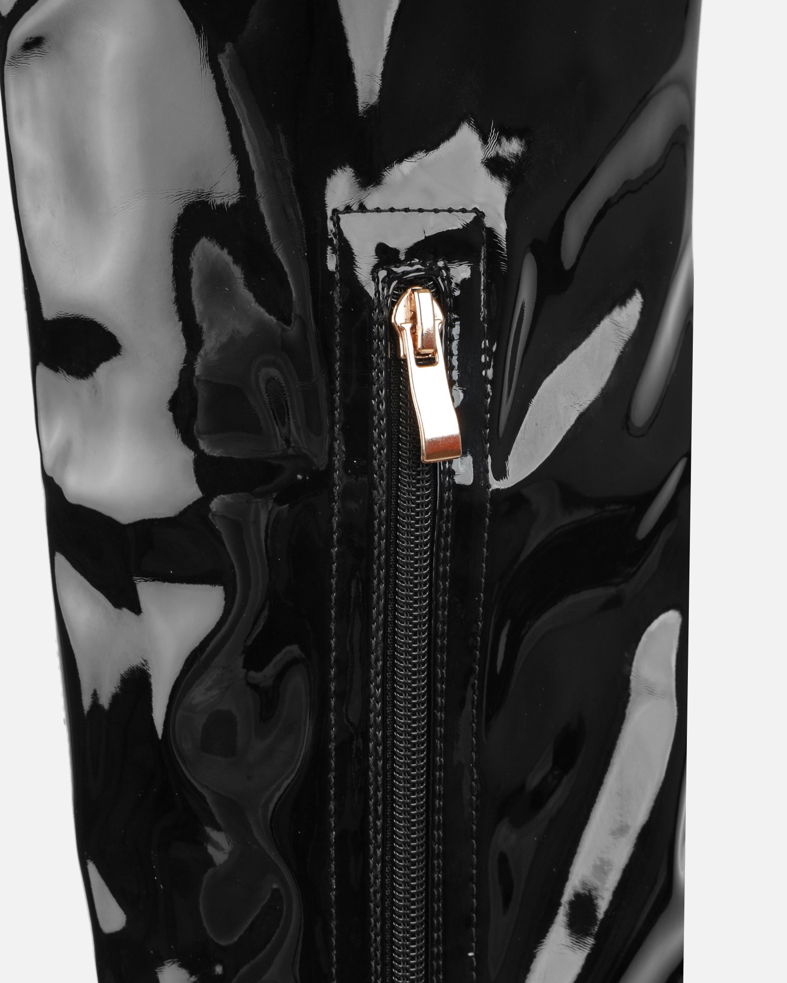 Vermont Black Patent Stretch Over The Knee Boots