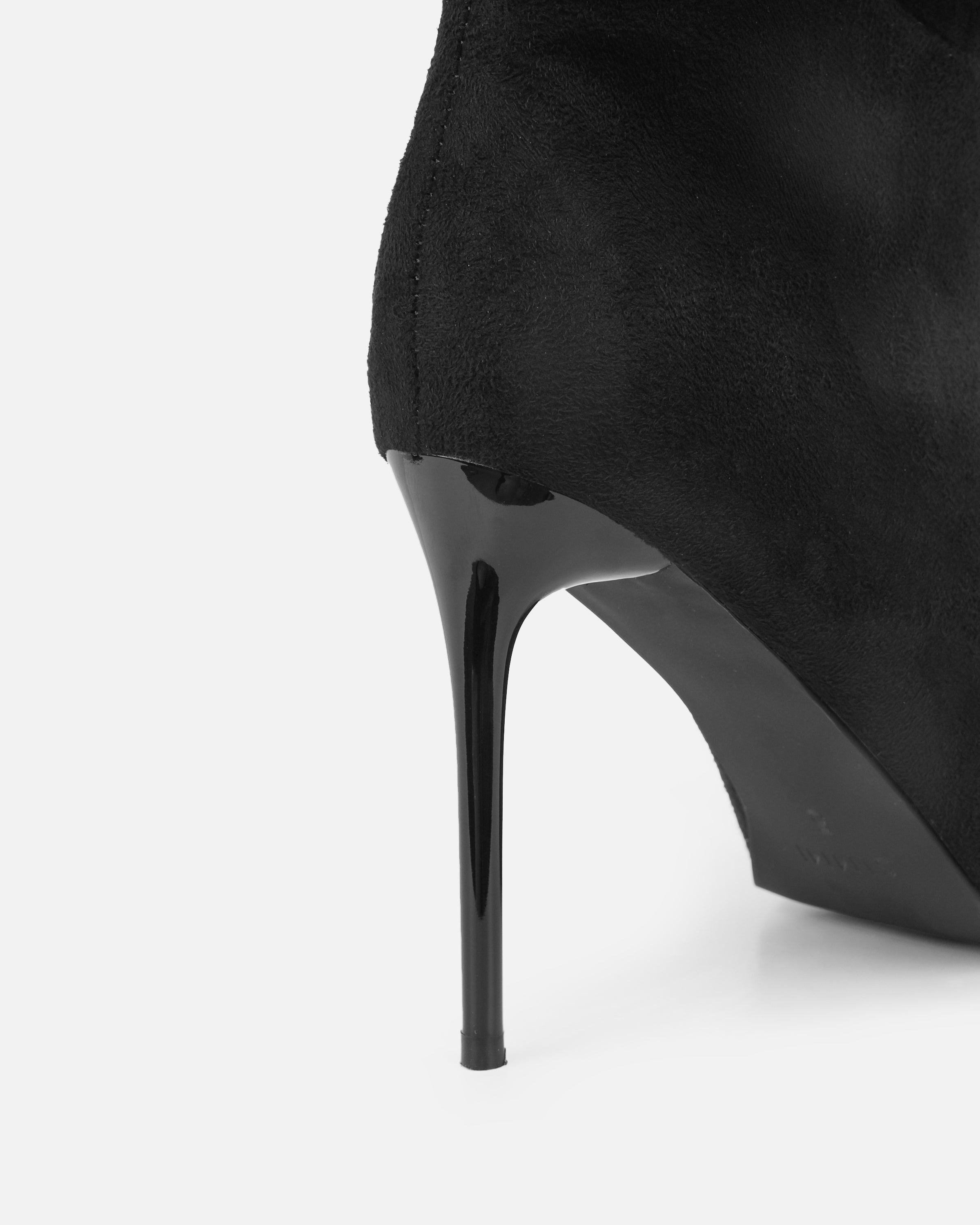 Gilton Black Faux Suede Ruched Over The Knee Thigh High Boots