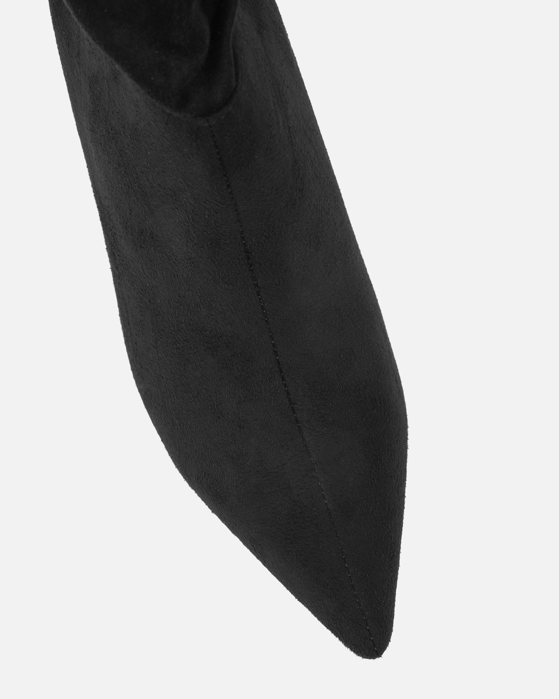 Gilton Black Faux Suede Ruched Over The Knee Thigh High Boots