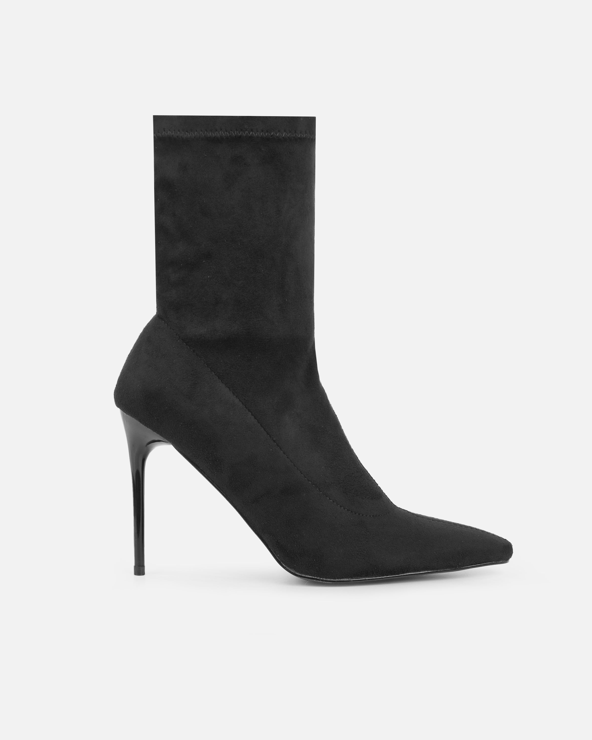 Giorgio Black Faux Suede Print Stiletto Sock Boots