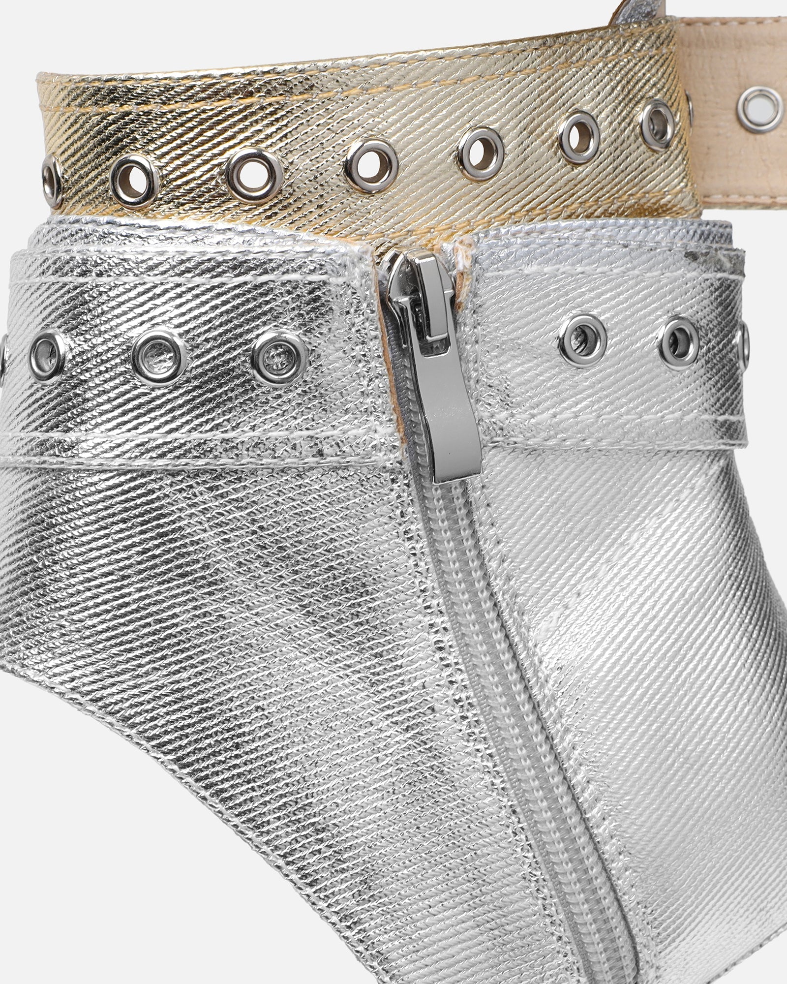 Goldie Silver And Gold Cut Out Buckle Detail Heeled Sandals