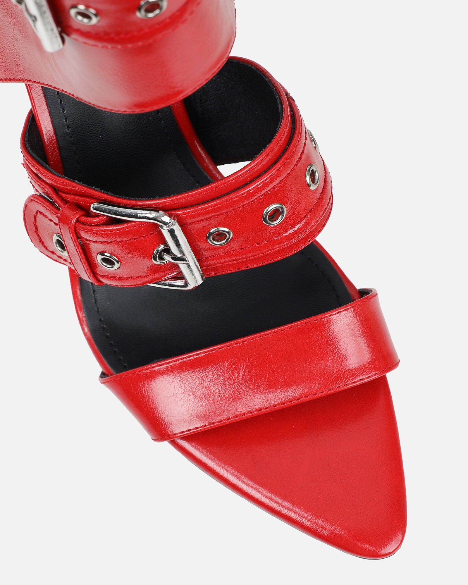 Goldie Red Cut Out Buckle detail Heeled Sandals