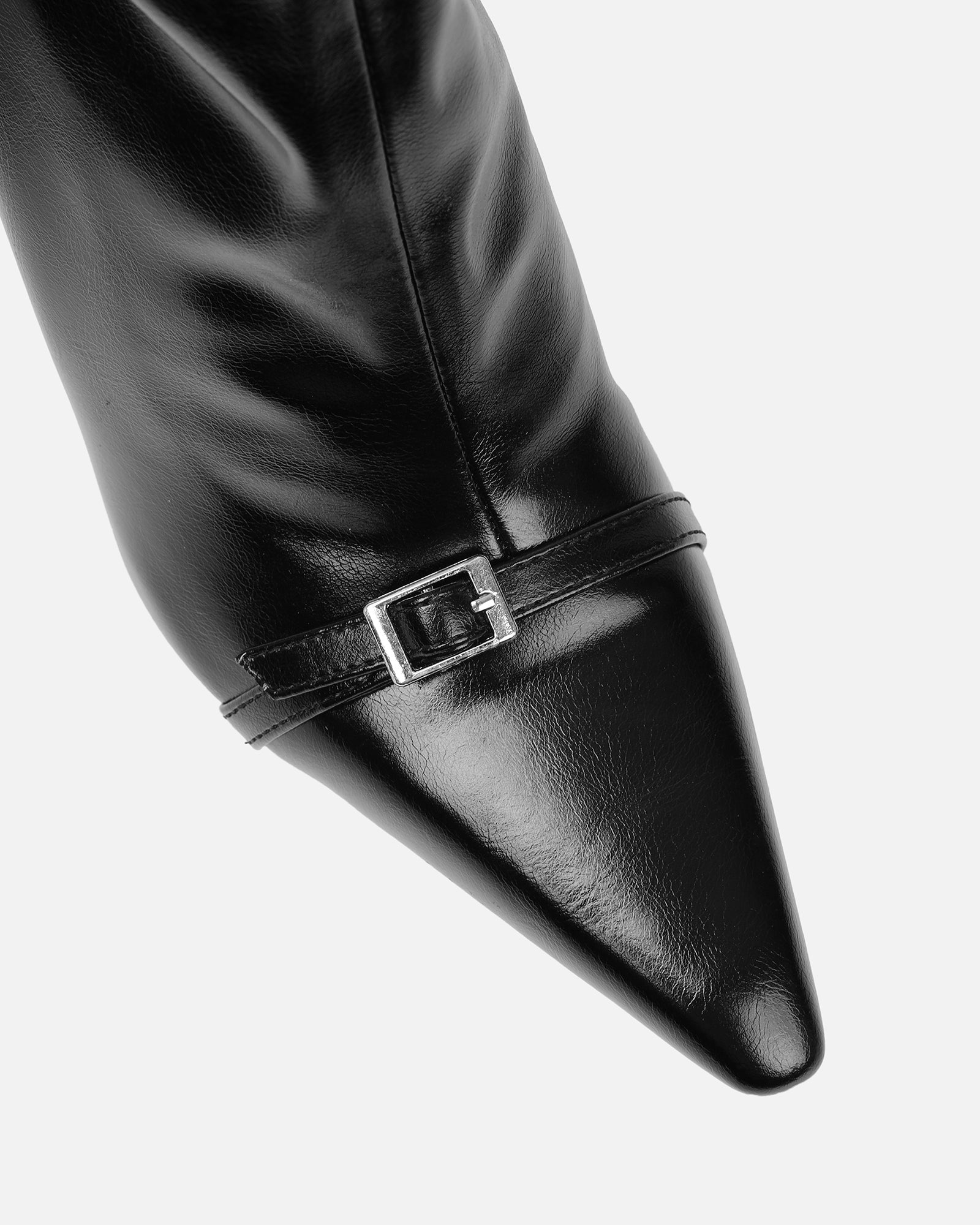 Liam Black Buckle Detail Smart Heeled Ankle Boots