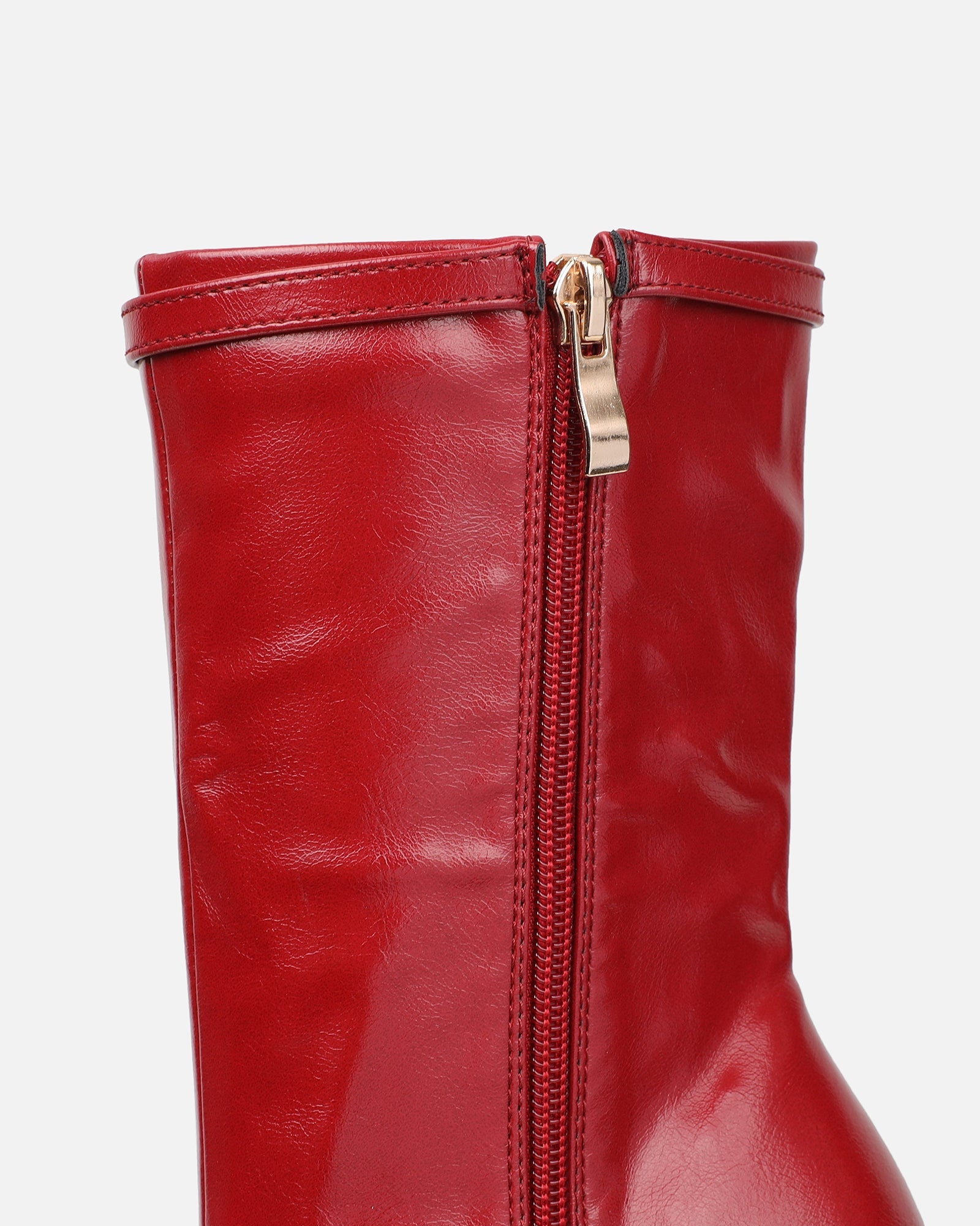 Liam Red Buckle Detail Smart Heeled Ankle Boots