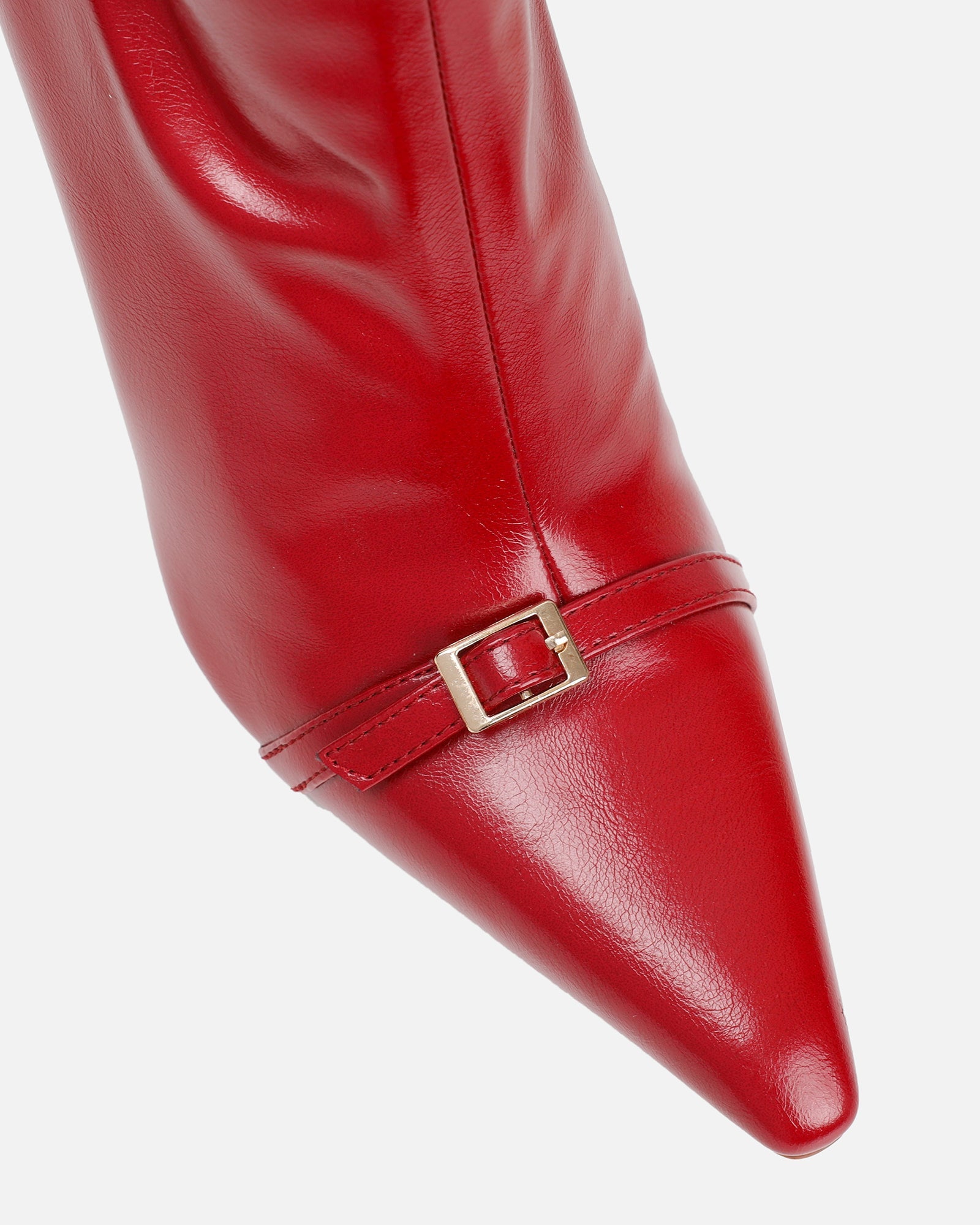 Liam Red Buckle Detail Smart Heeled Ankle Boots