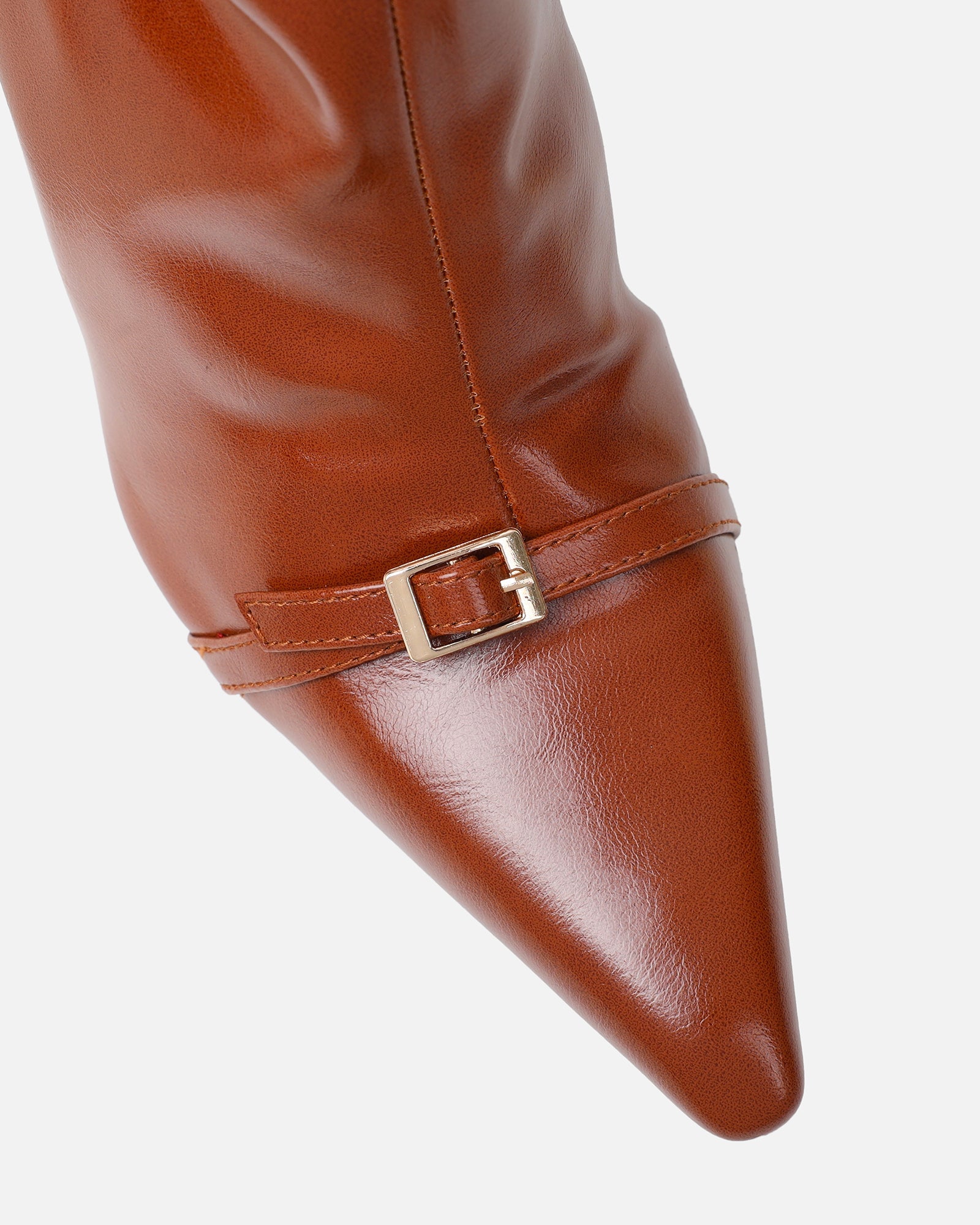 Liam Tan Buckle Detail Smart Heeled Ankle Boots