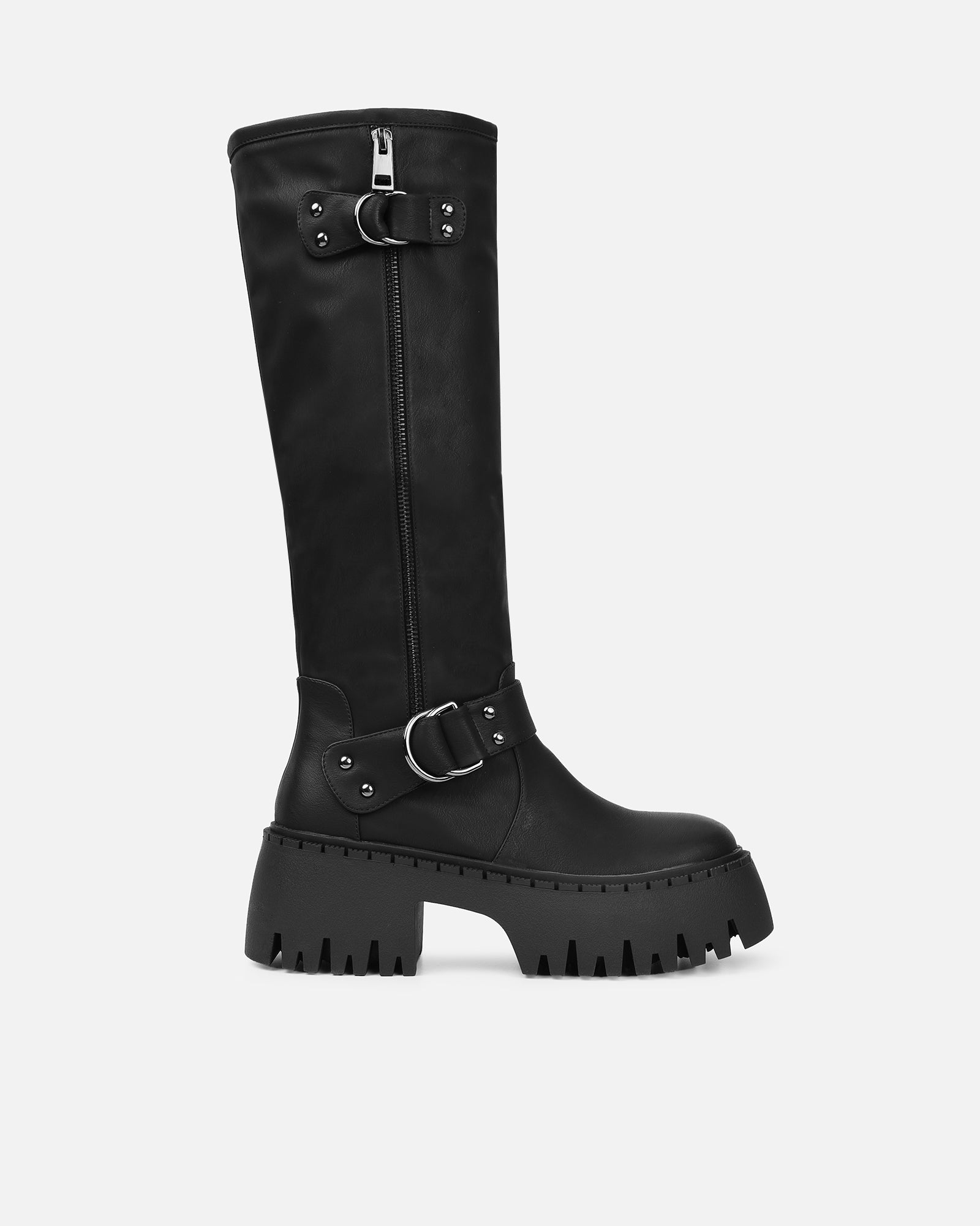 Hamid Black Chunky Biker Boots