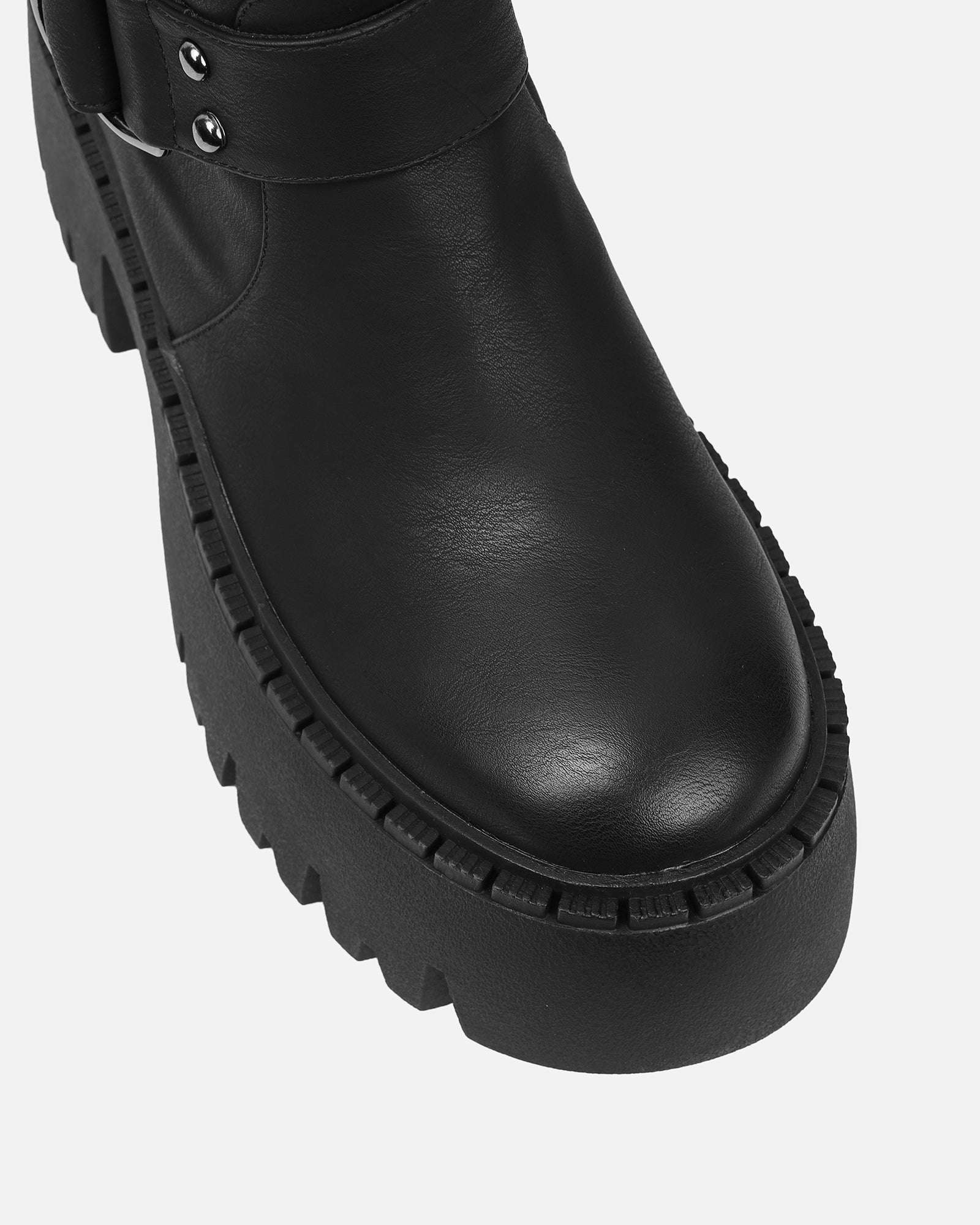Hamid Black Chunky Biker Boots