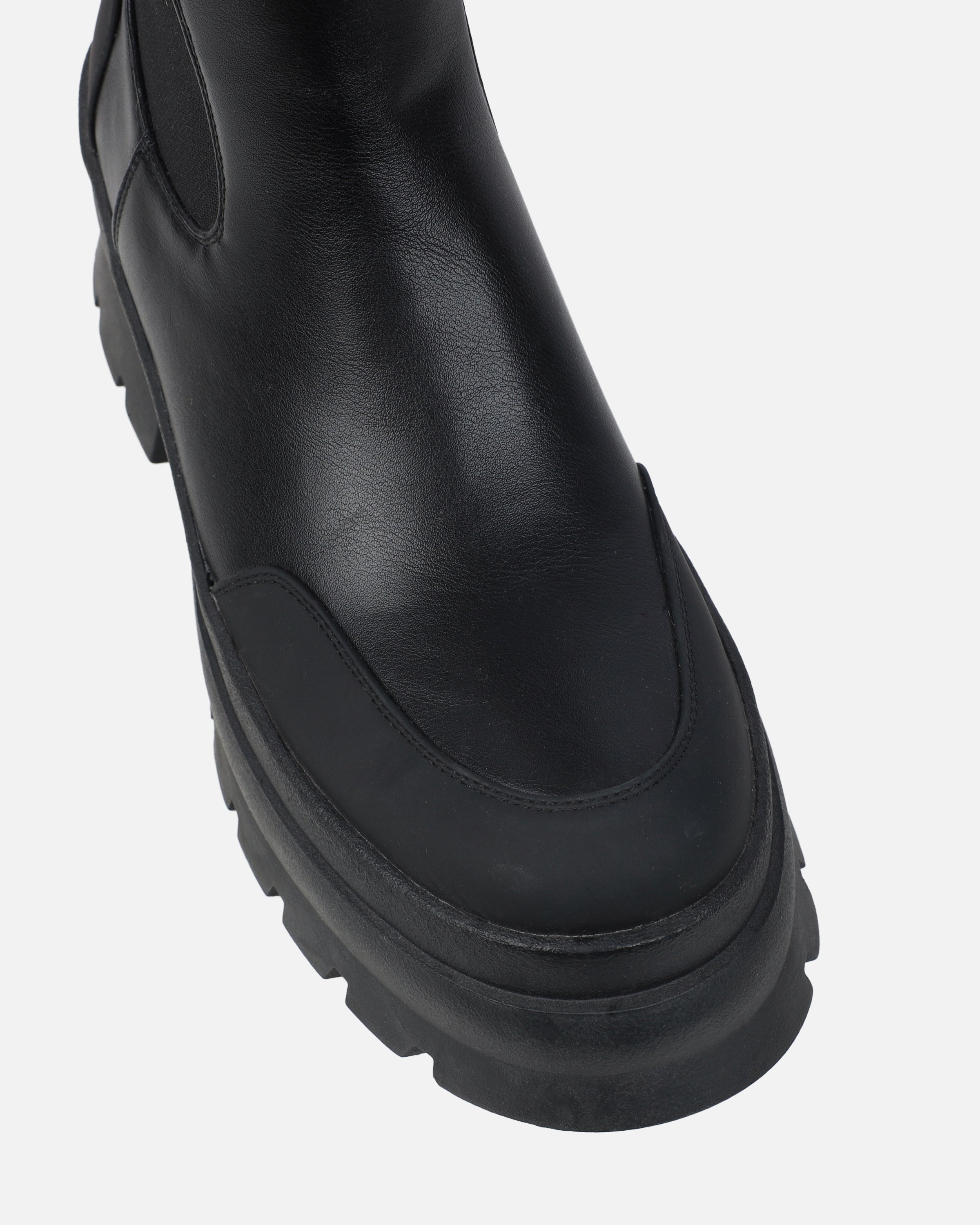 Heckton Black Flat Chunky Ankle Boots