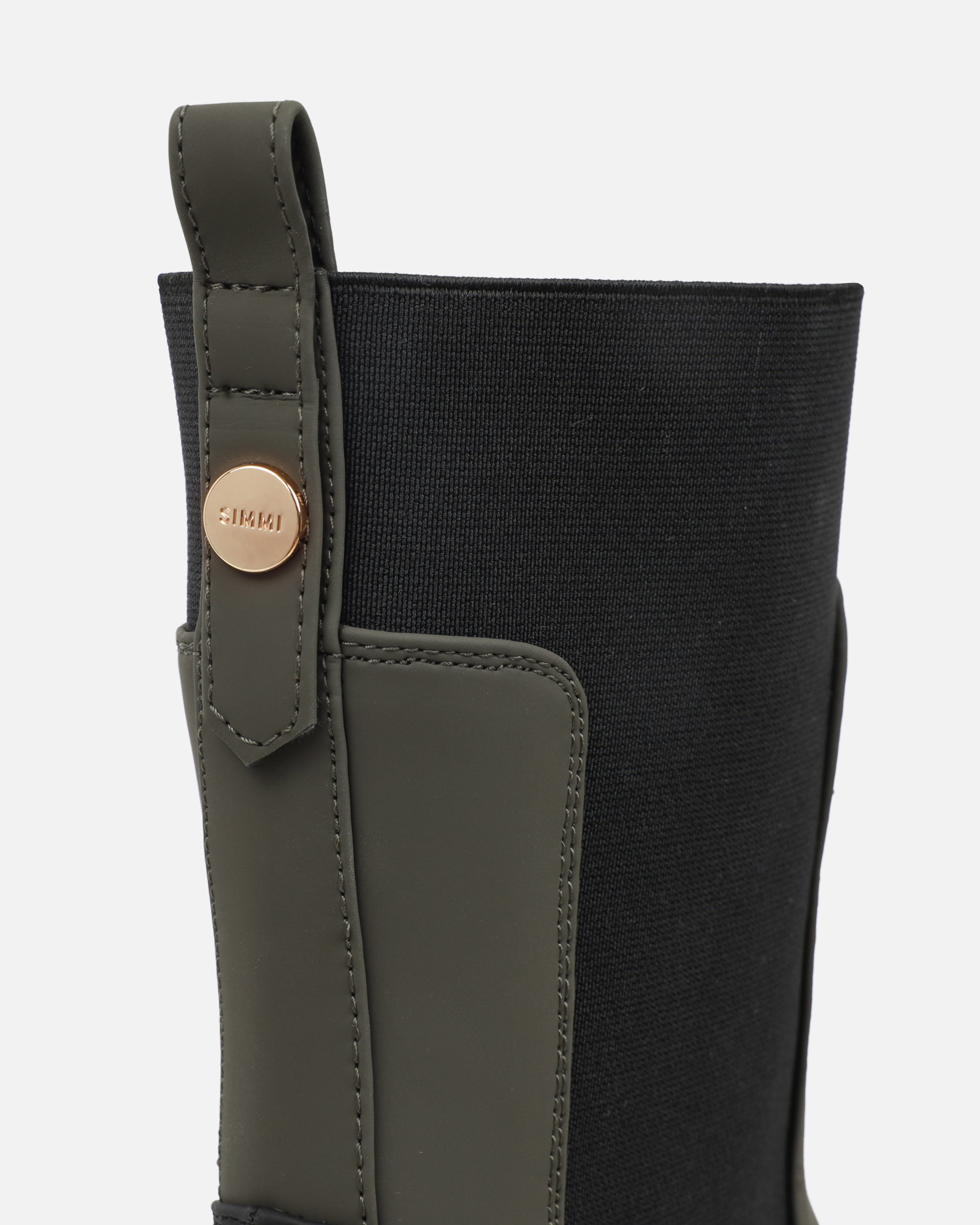 Heckton Khaki Flat Chunky Ankle Boots