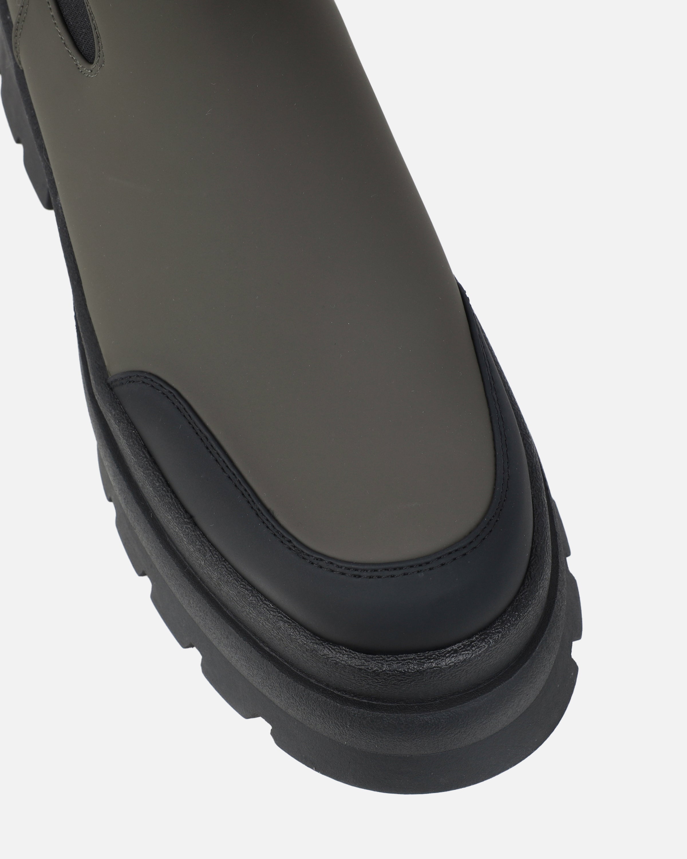 Heckton Khaki Flat Chunky Ankle Boots