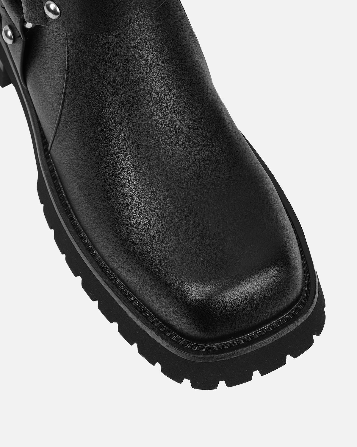 Benton Black Knee High Chunky Biker Boots