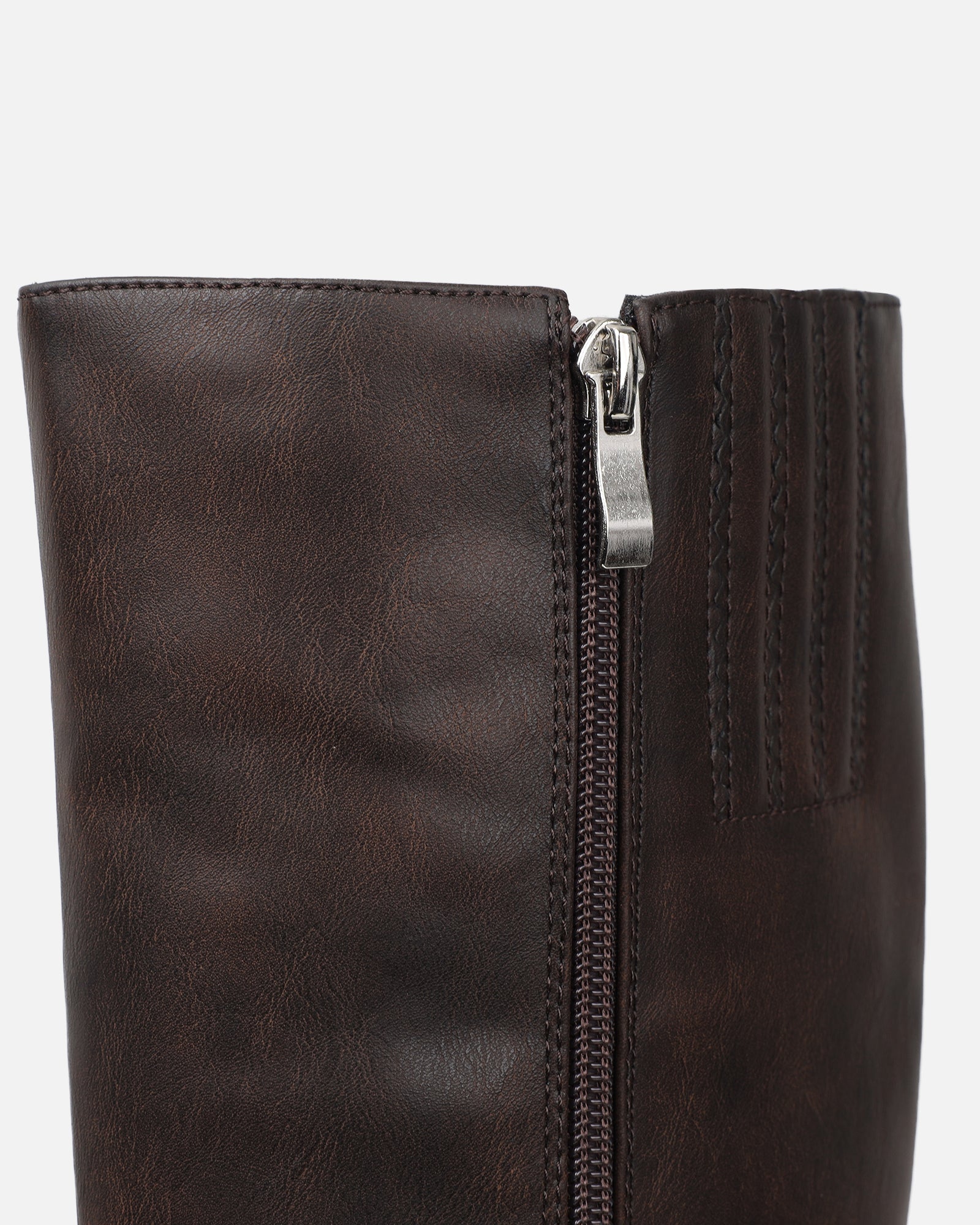 Benton Vintage Brown Knee High Chunky Biker Boots