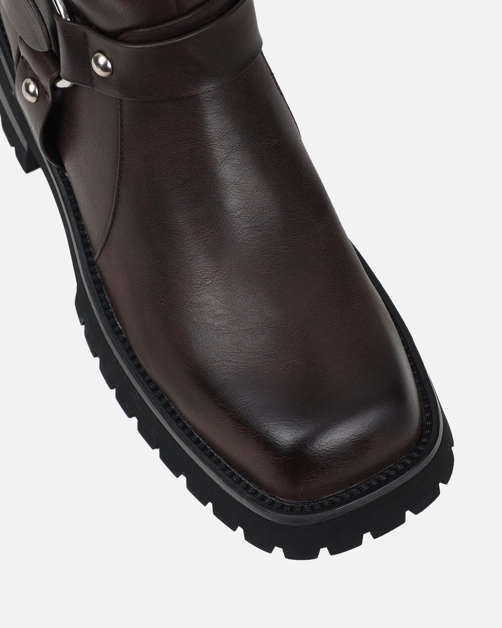 Benton Vintage Brown Knee High Chunky Biker Boots