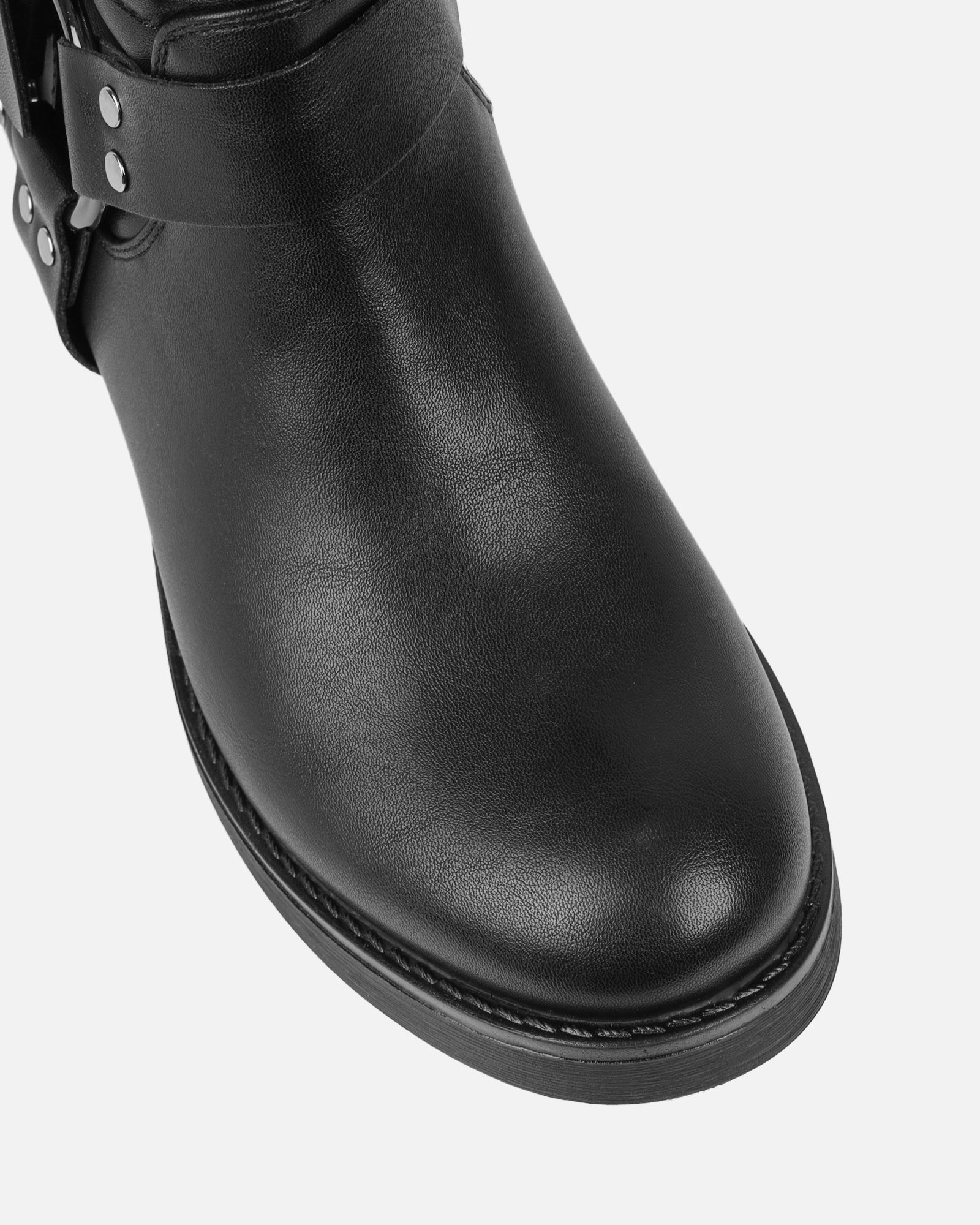 Indiana Black Strap Detail Biker Boots