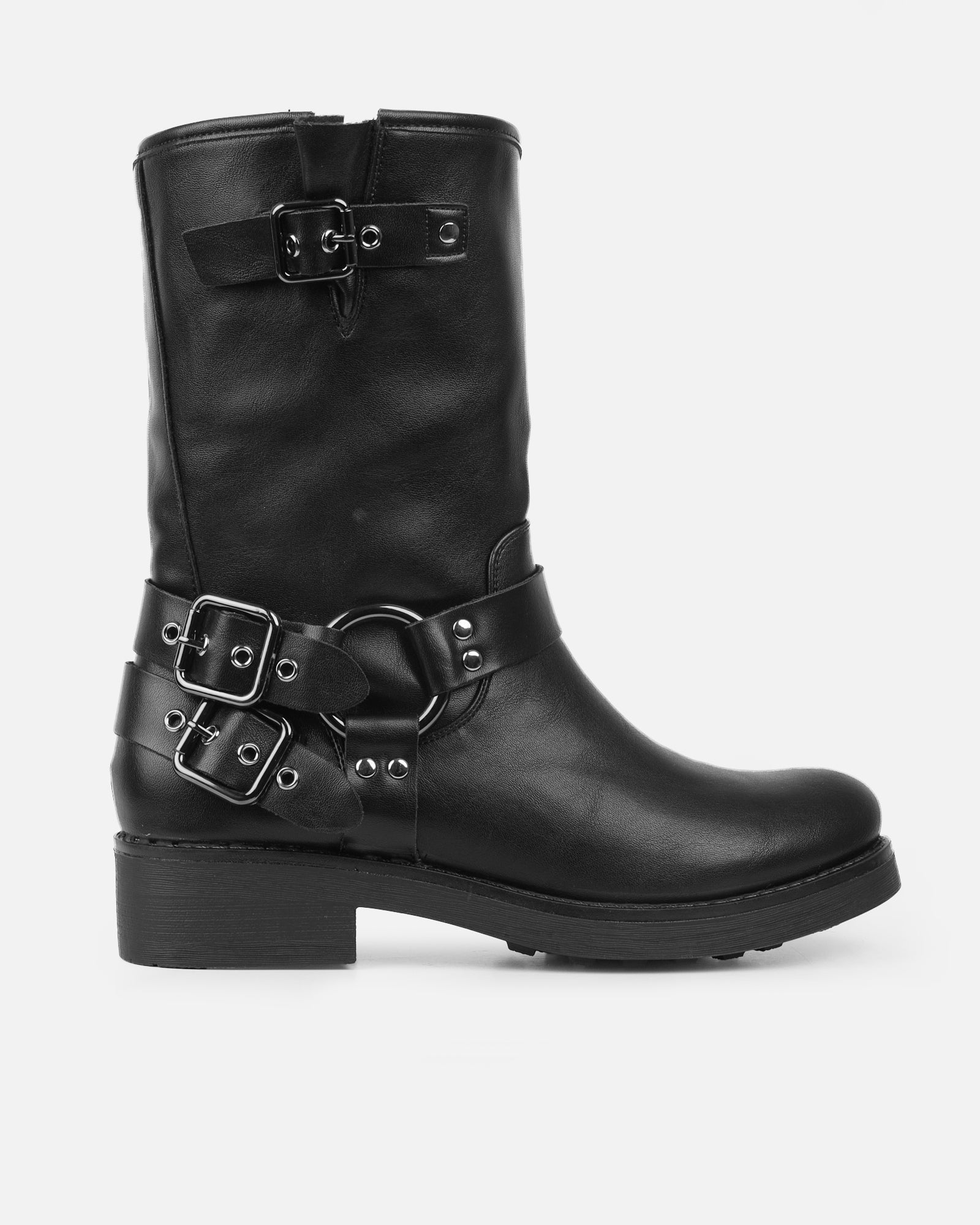Indi Black Short Biker Boots