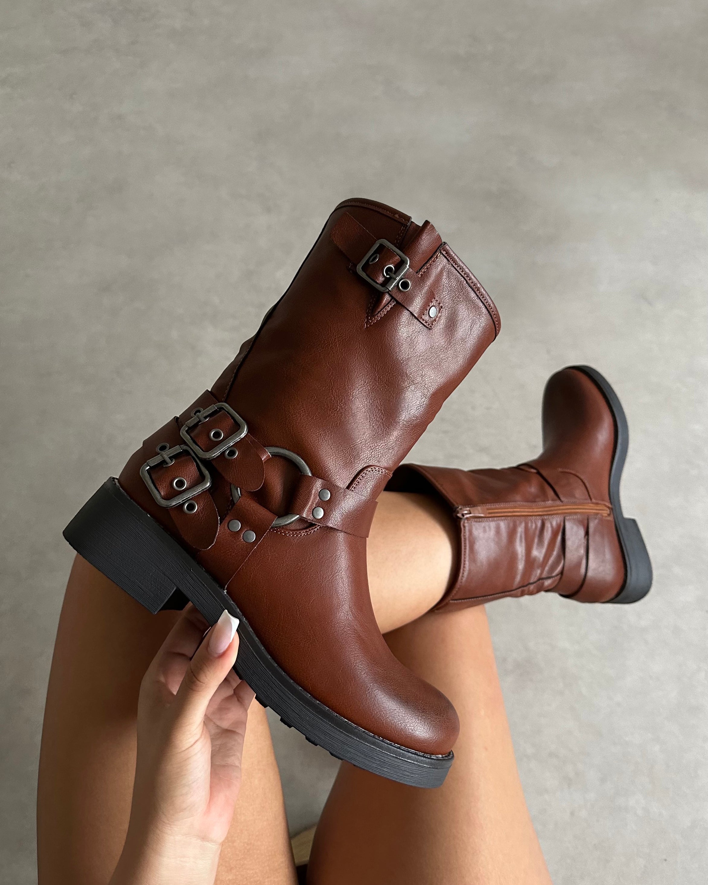 Indi Tan Short Biker Boots