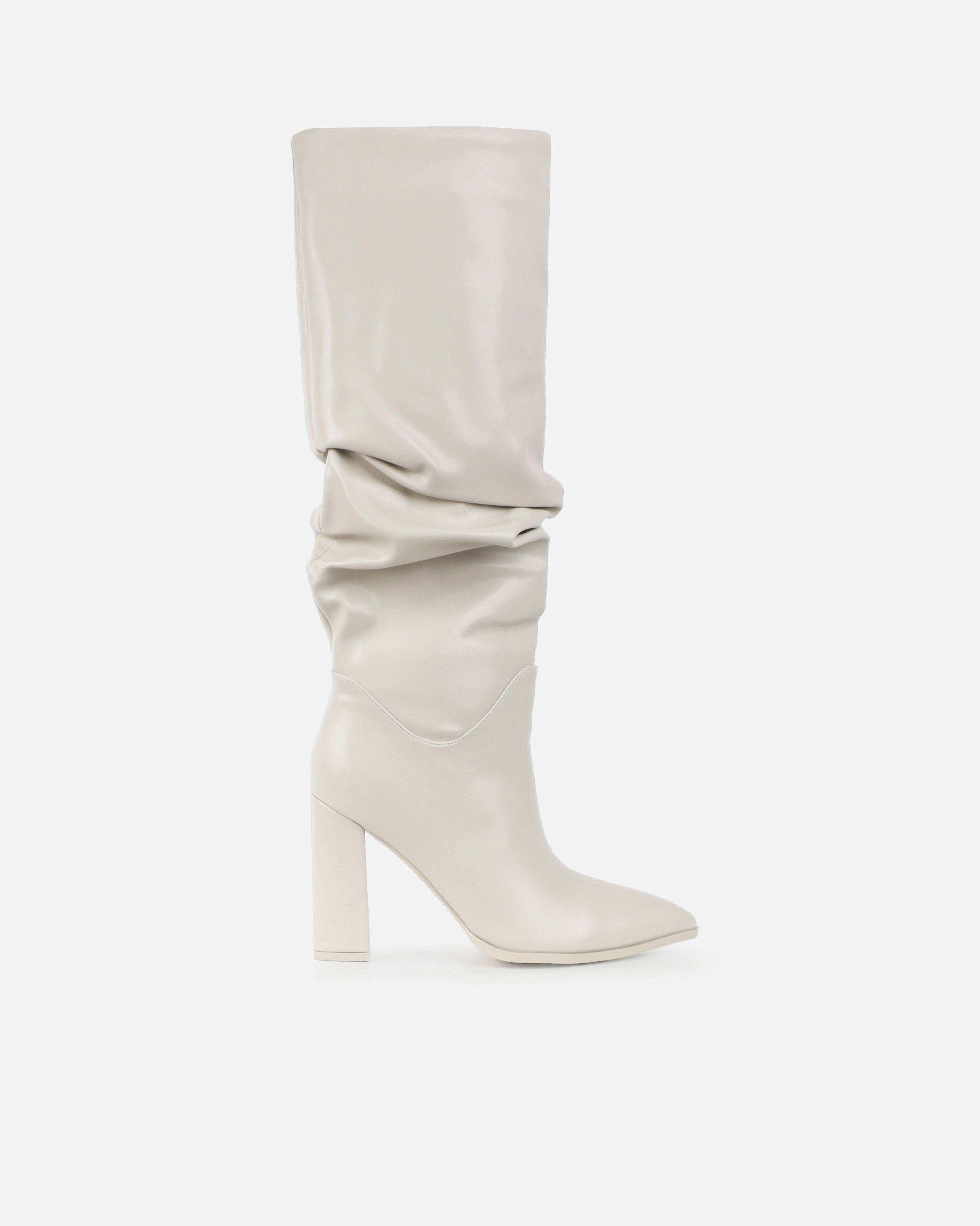 Jacques Stone Slouched Block Heel Knee High Boots