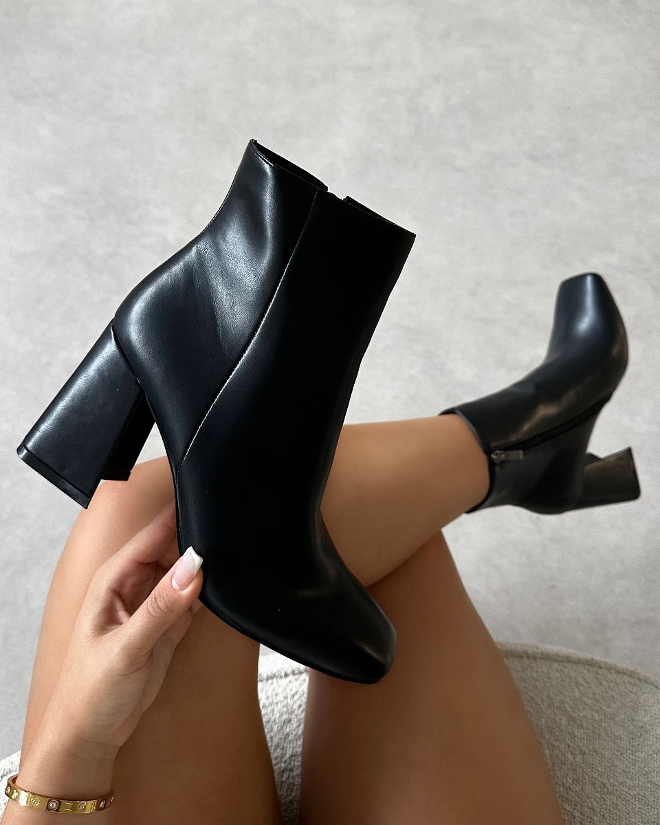 Jameson Black Mid Heeled Ankle Boots