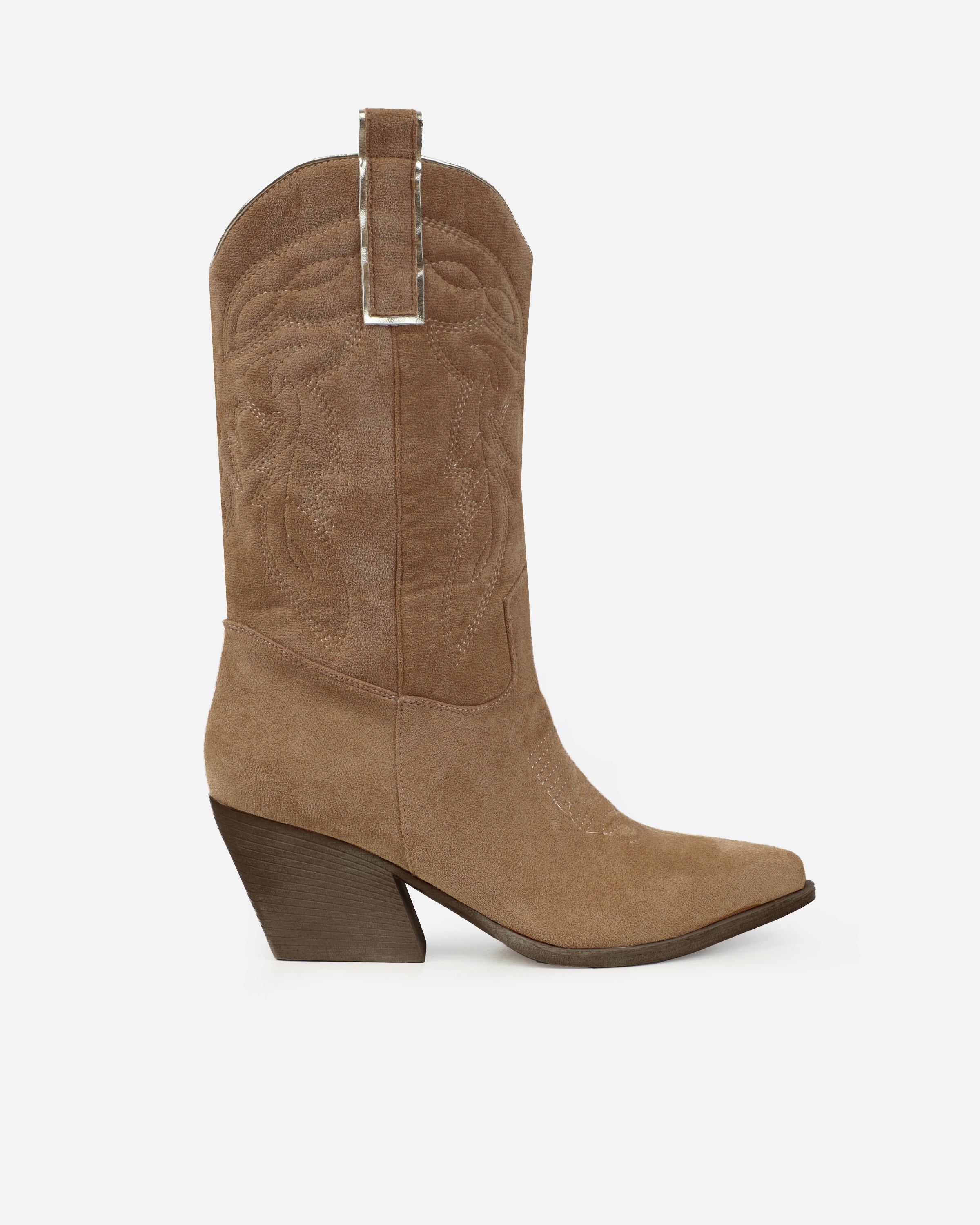 Jacob Beige Faux Suede Calf Western Boots