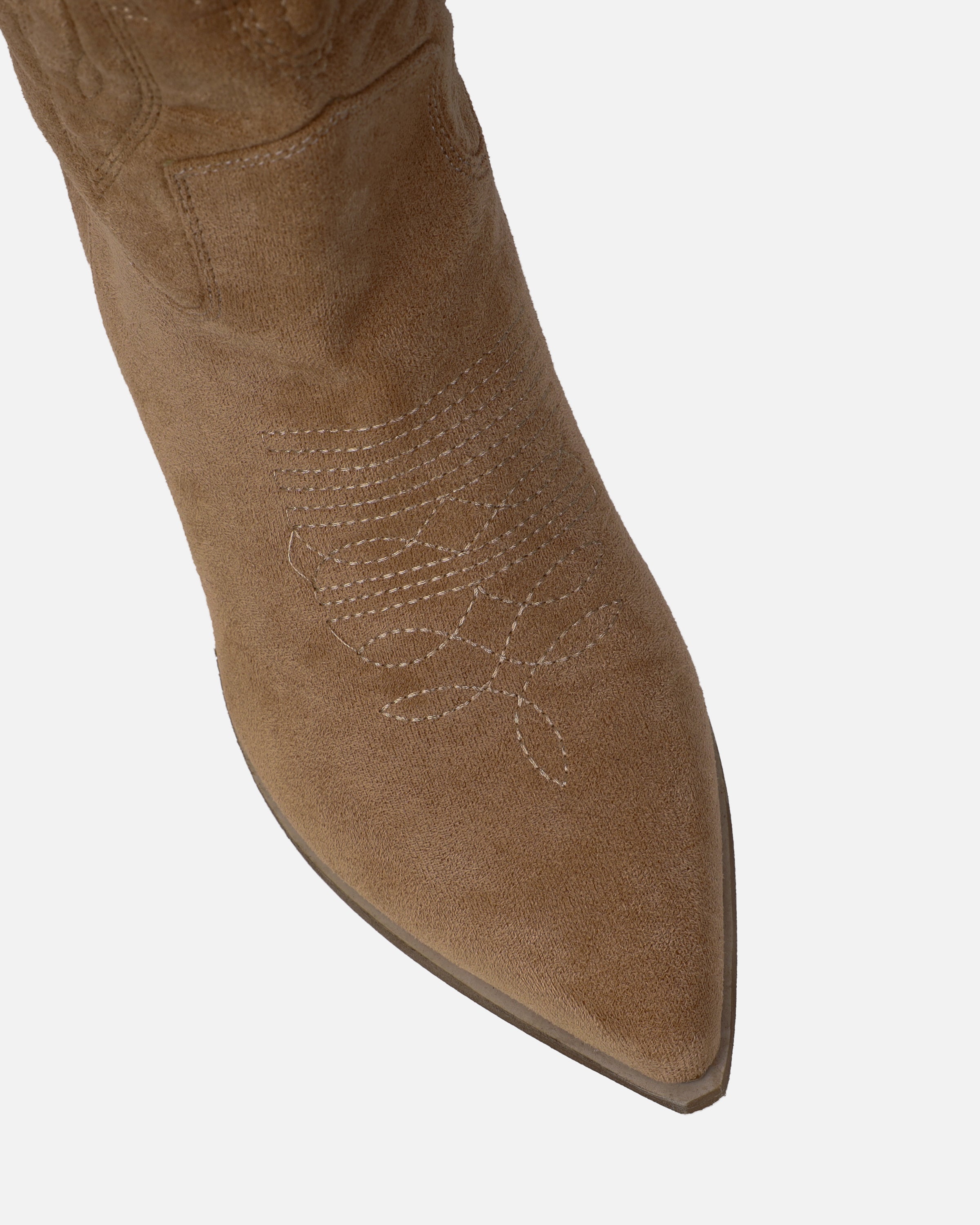 Jacob Beige Faux Suede Calf Western Boots