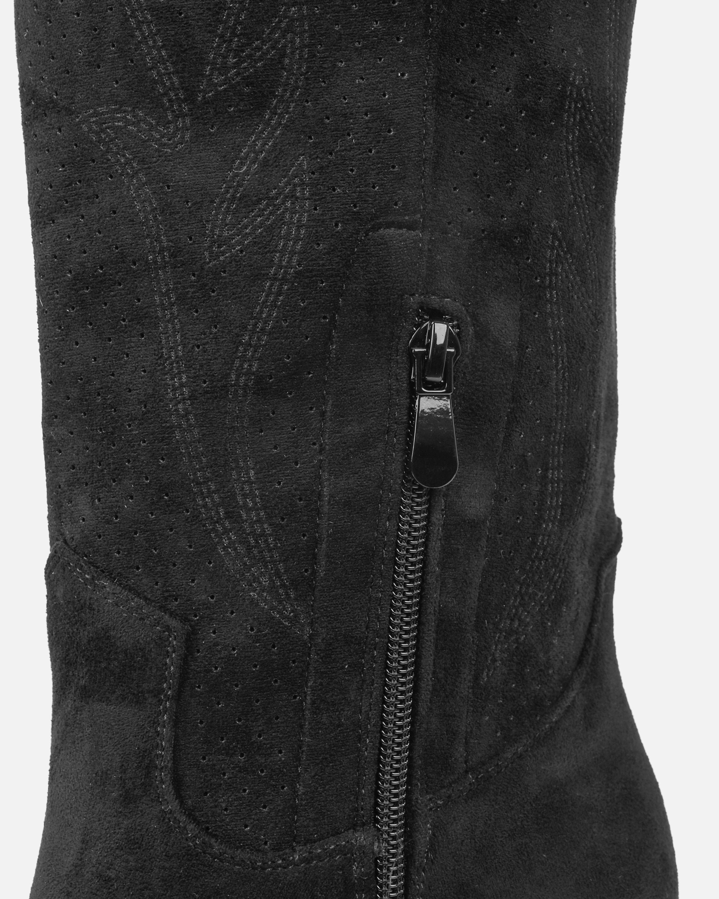 Rainey Black Faux Suede Western Knee High Boots