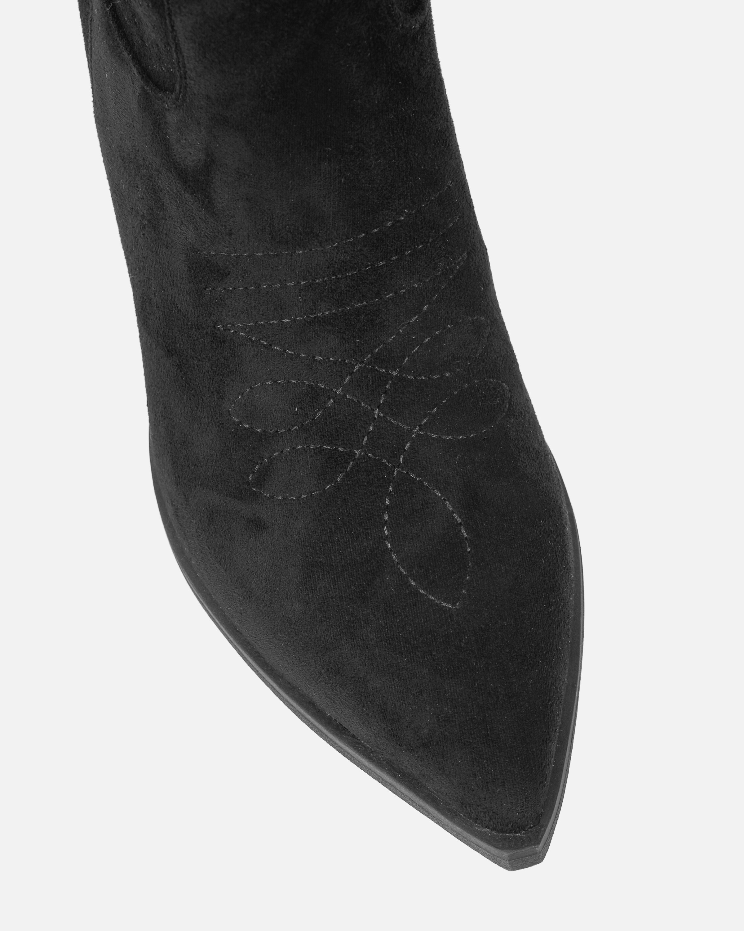 Rainey Black Faux Suede Western Knee High Boots