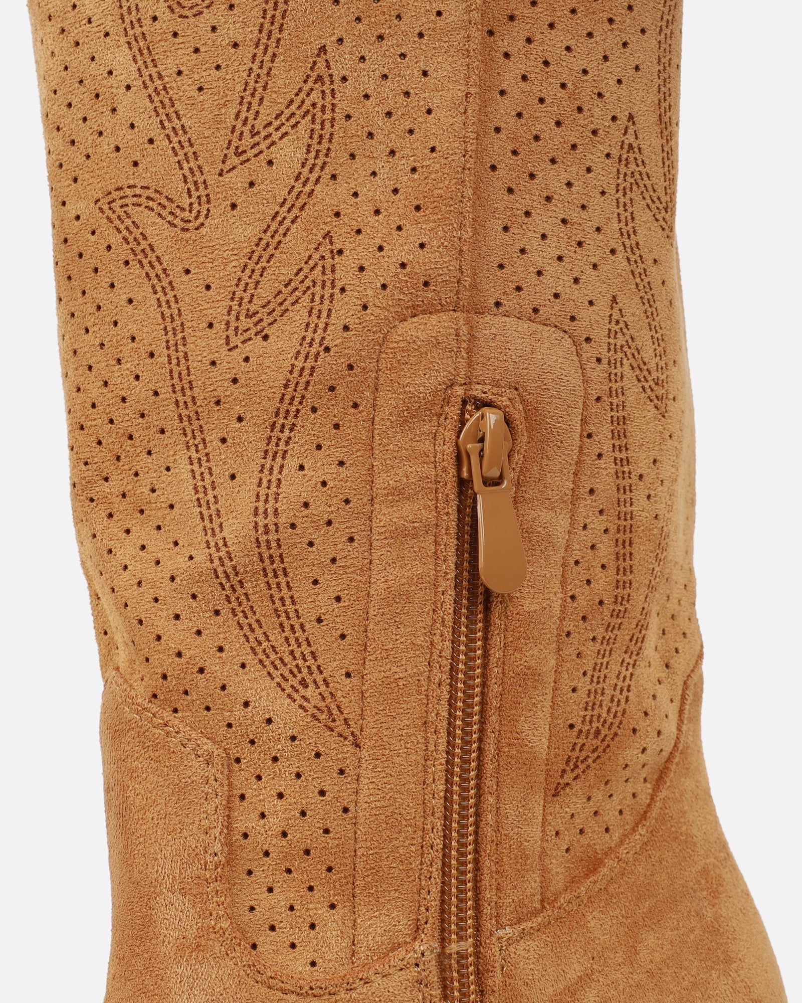 Rainey Tan Faux Suede Western Knee High Boots