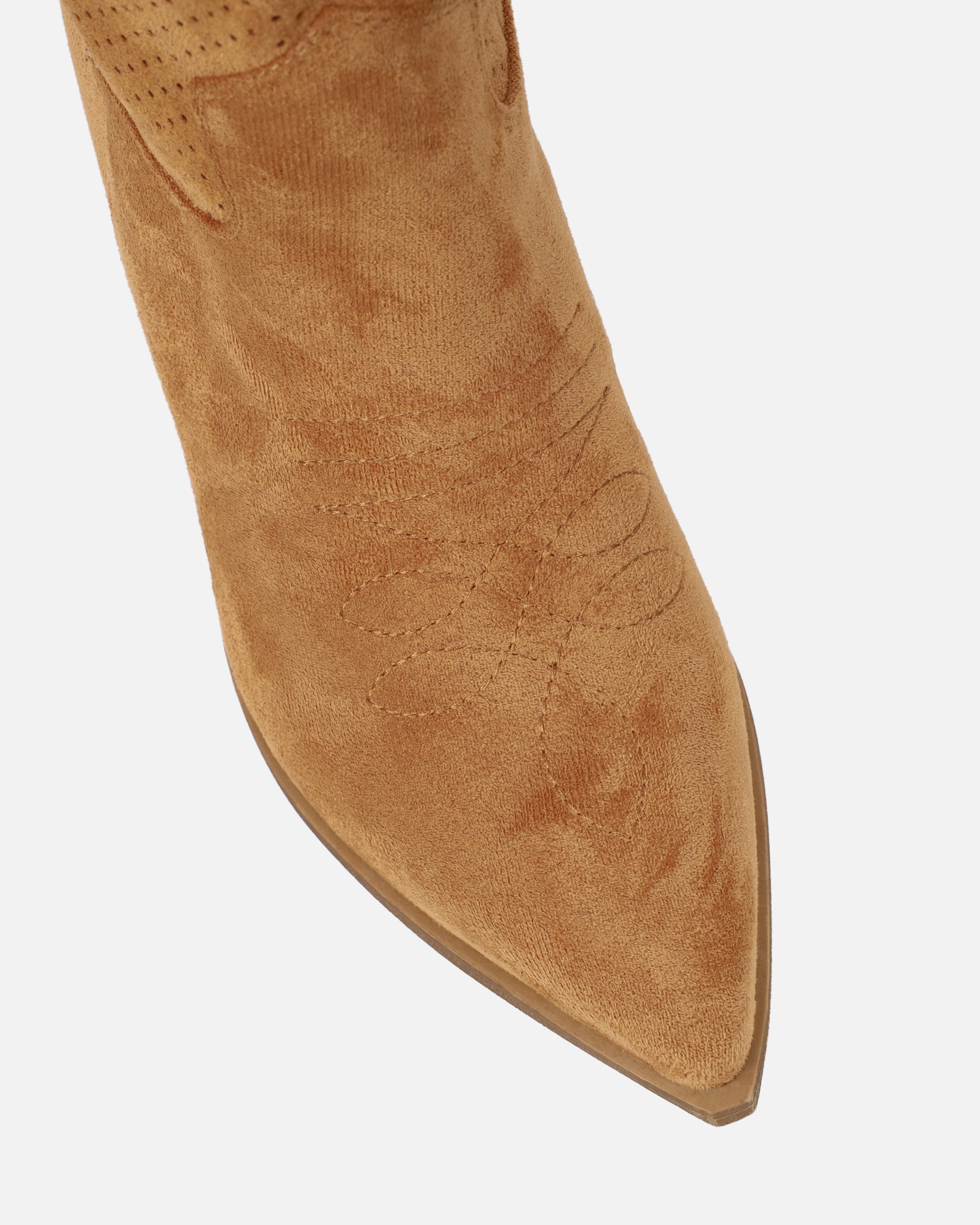 Rainey Tan Faux Suede Western Knee High Boots