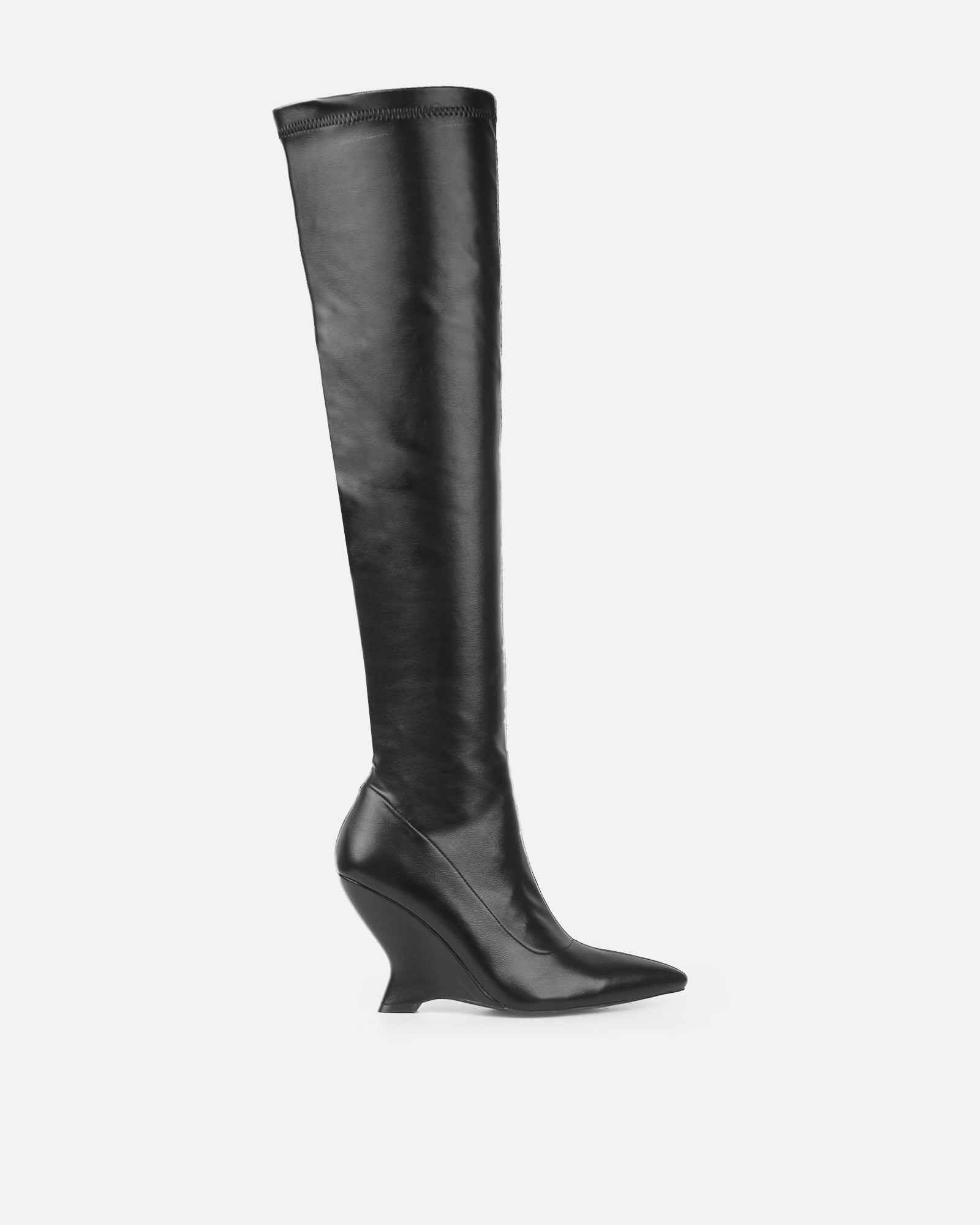 Kadeem Black Wedge Over The Knee Boots