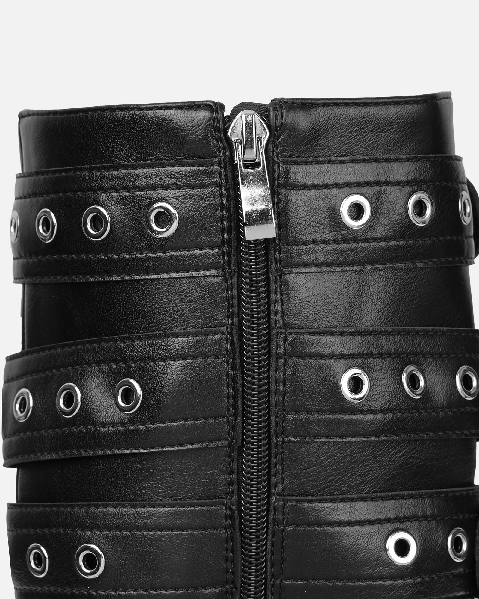 Keagon Black Multi Buckle Heeled Boots