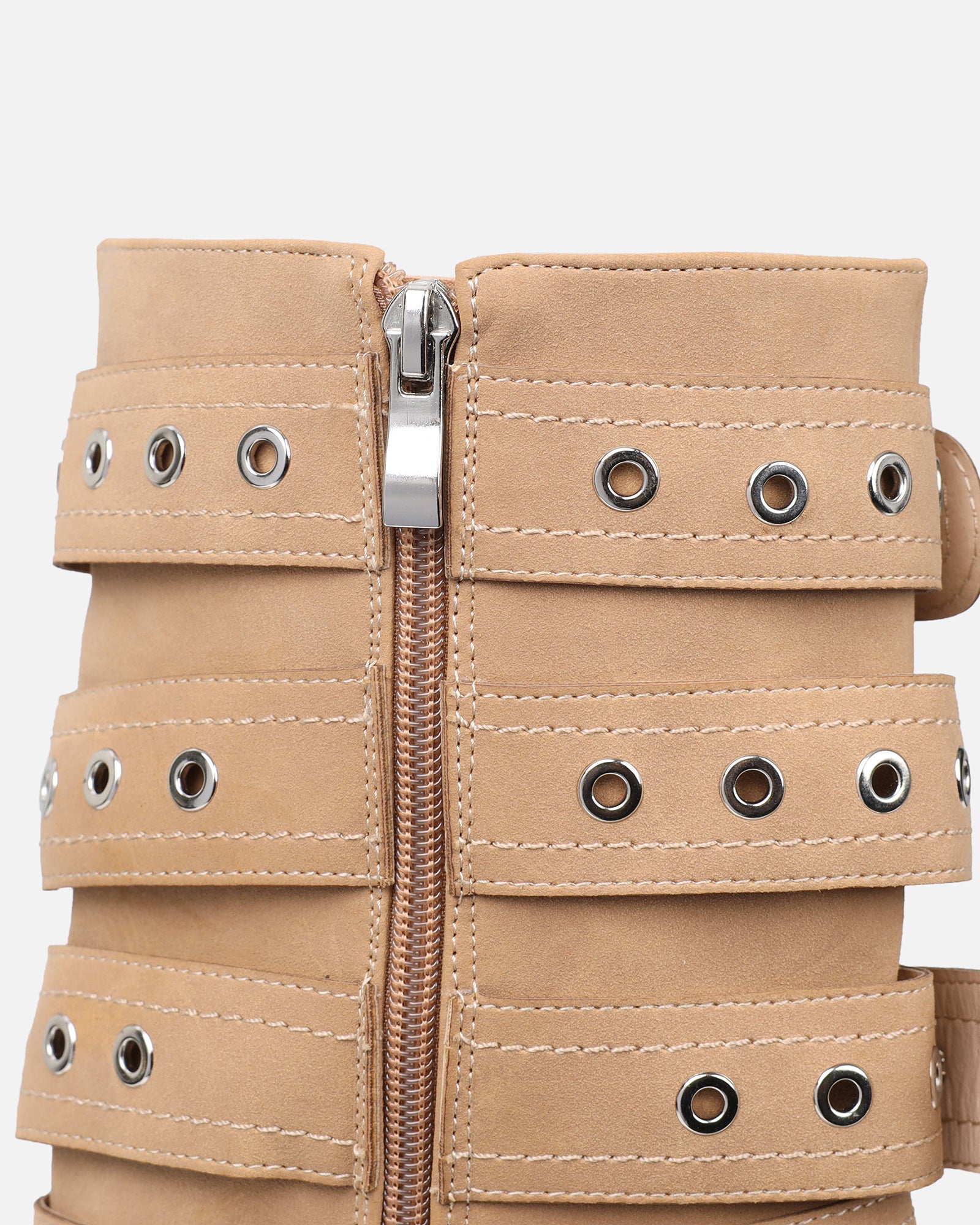 Keagon Camel Nubuck Multi Buckle Heeled Boots