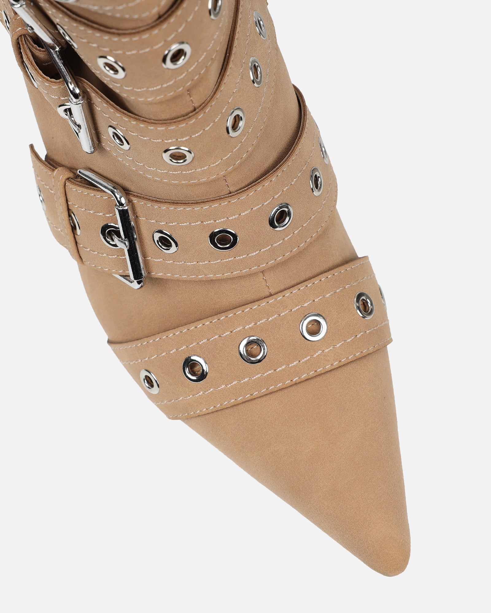 Keagon Camel Nubuck Multi Buckle Heeled Boots