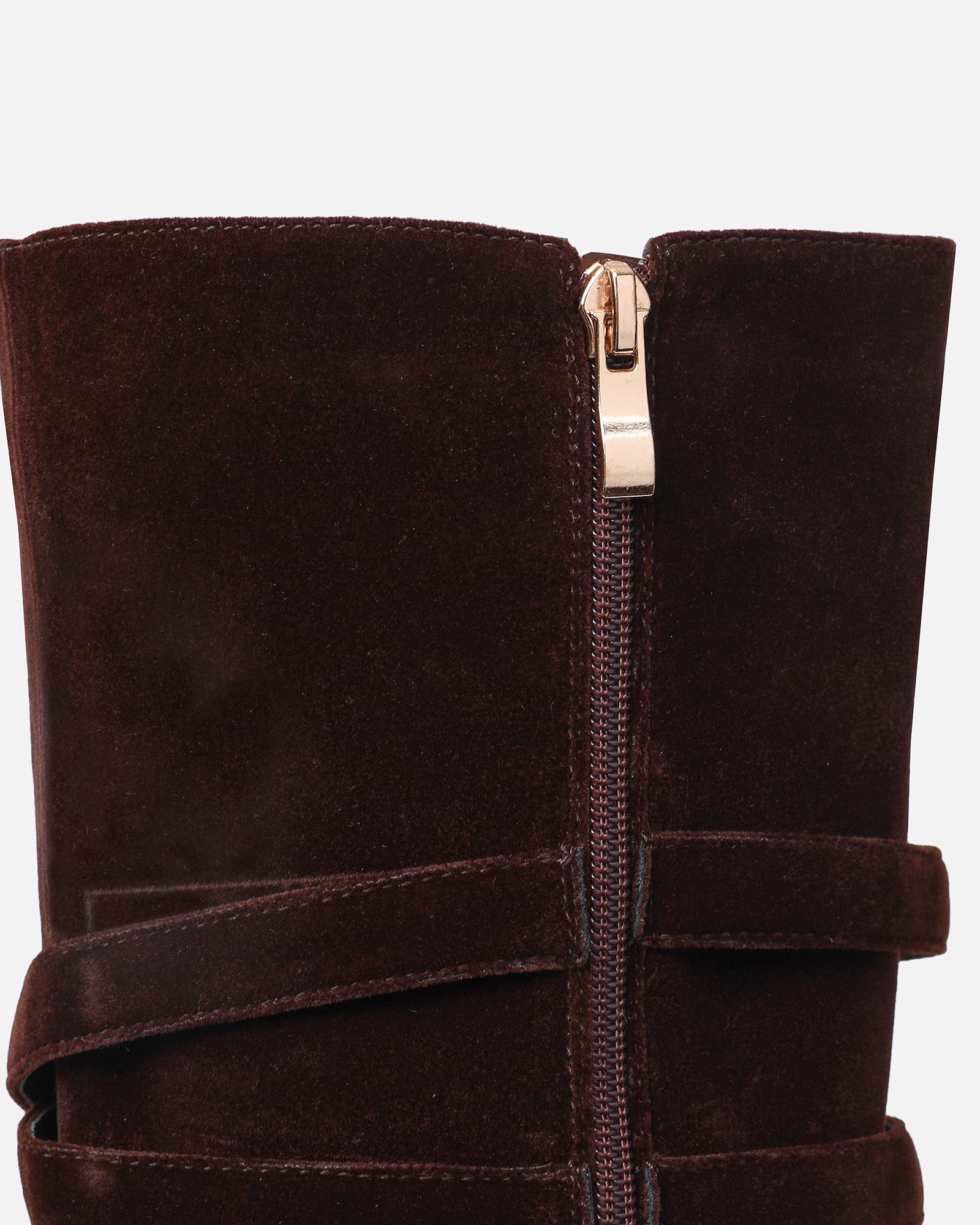 Kingston Chocolate Brown Suede Buckle Knee Boots